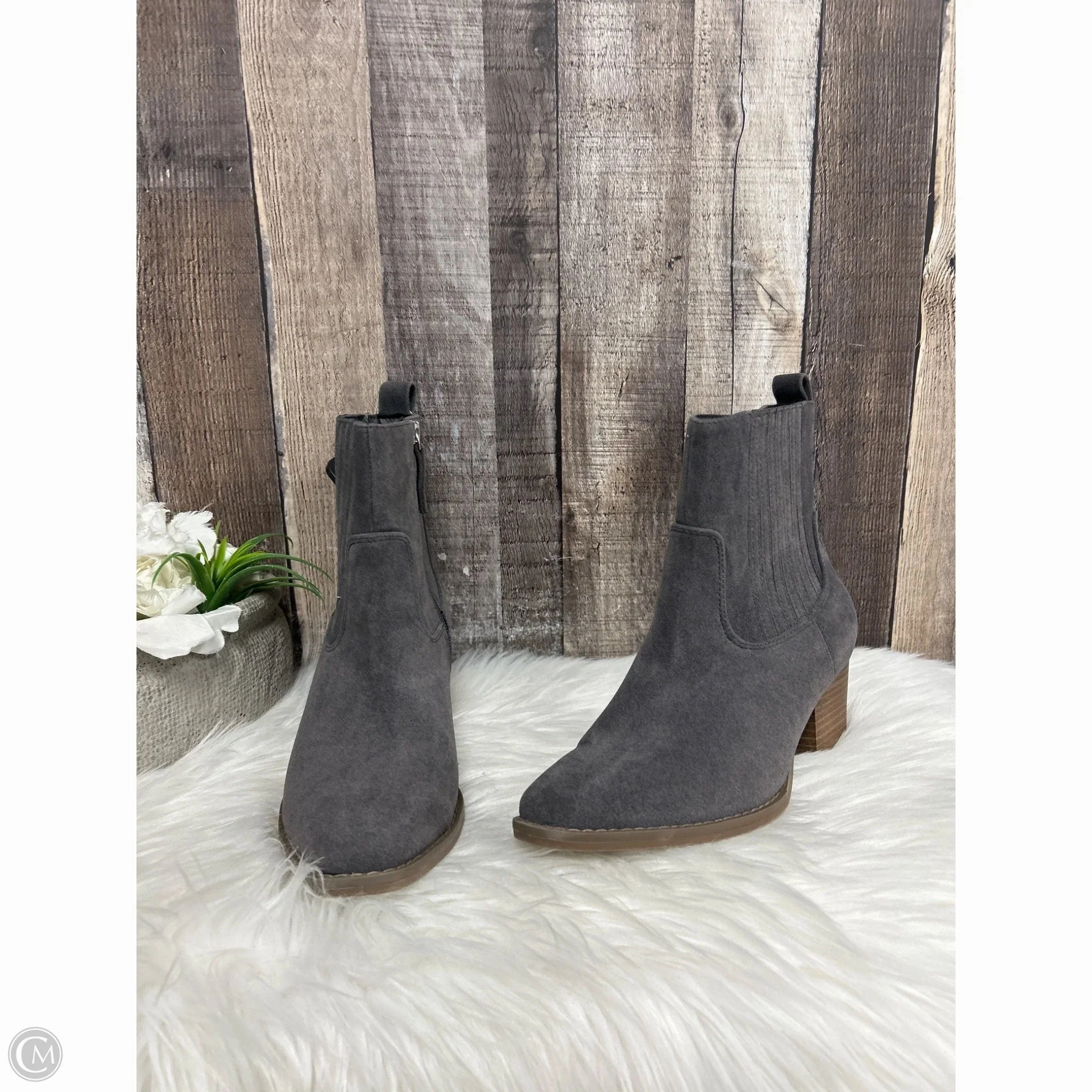 Boots Ankle Heels By Universal Thread In Grey, Size: 8 Rough Ready