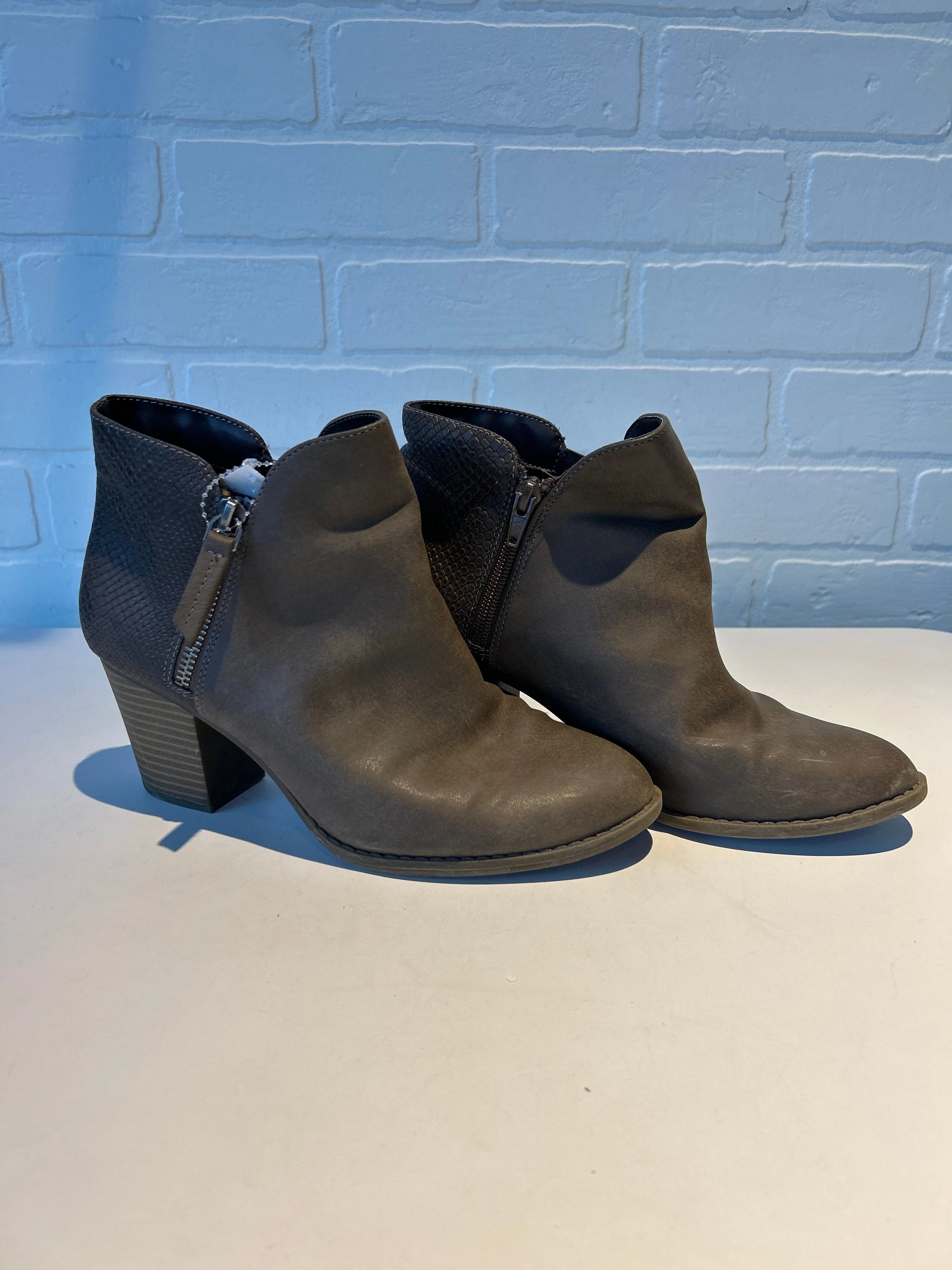Boots Ankle Heels By Ana In Brown, Size: 8.5 Eco Material Rainy Days