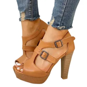 Funki Buys | Shoes | Women's Strappy High Peep Toe Sandals