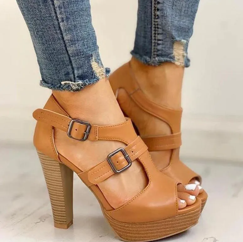 Funki Buys | Shoes | Women's Strappy High Peep Toe Sandals