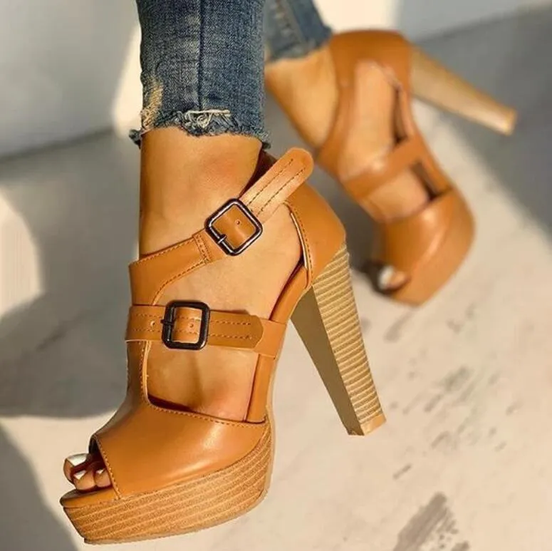Funki Buys | Shoes | Women's Strappy High Peep Toe Sandals