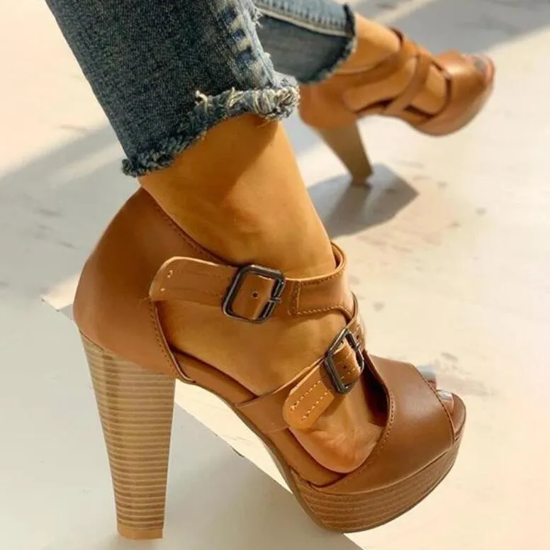 Funki Buys | Shoes | Women's Strappy High Peep Toe Sandals