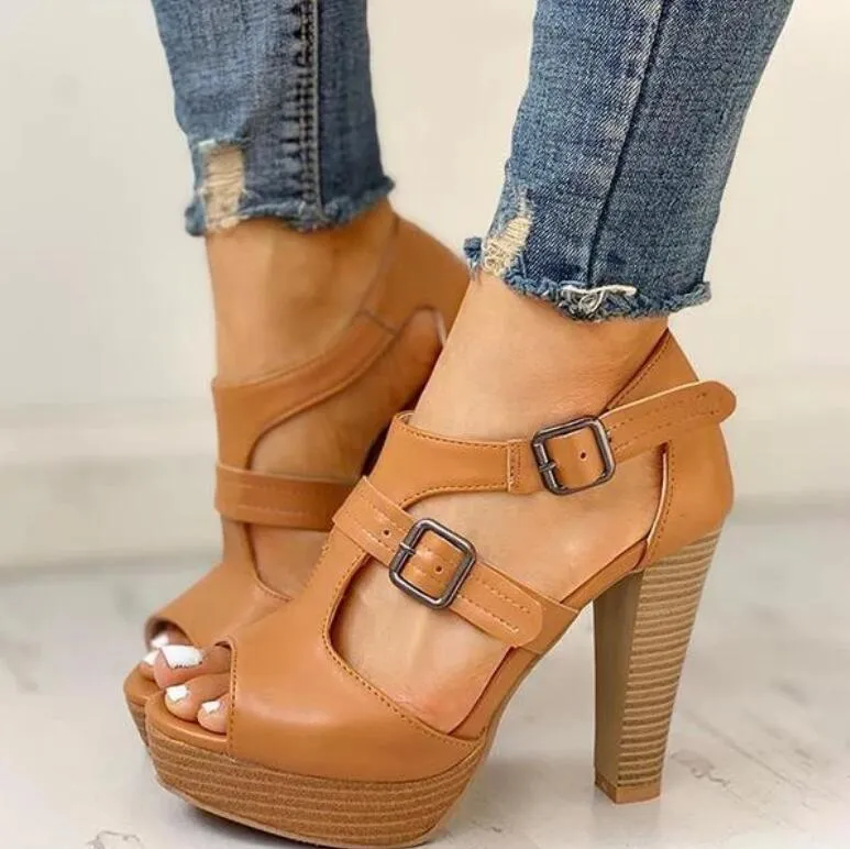 Funki Buys | Shoes | Women's Strappy High Peep Toe Sandals