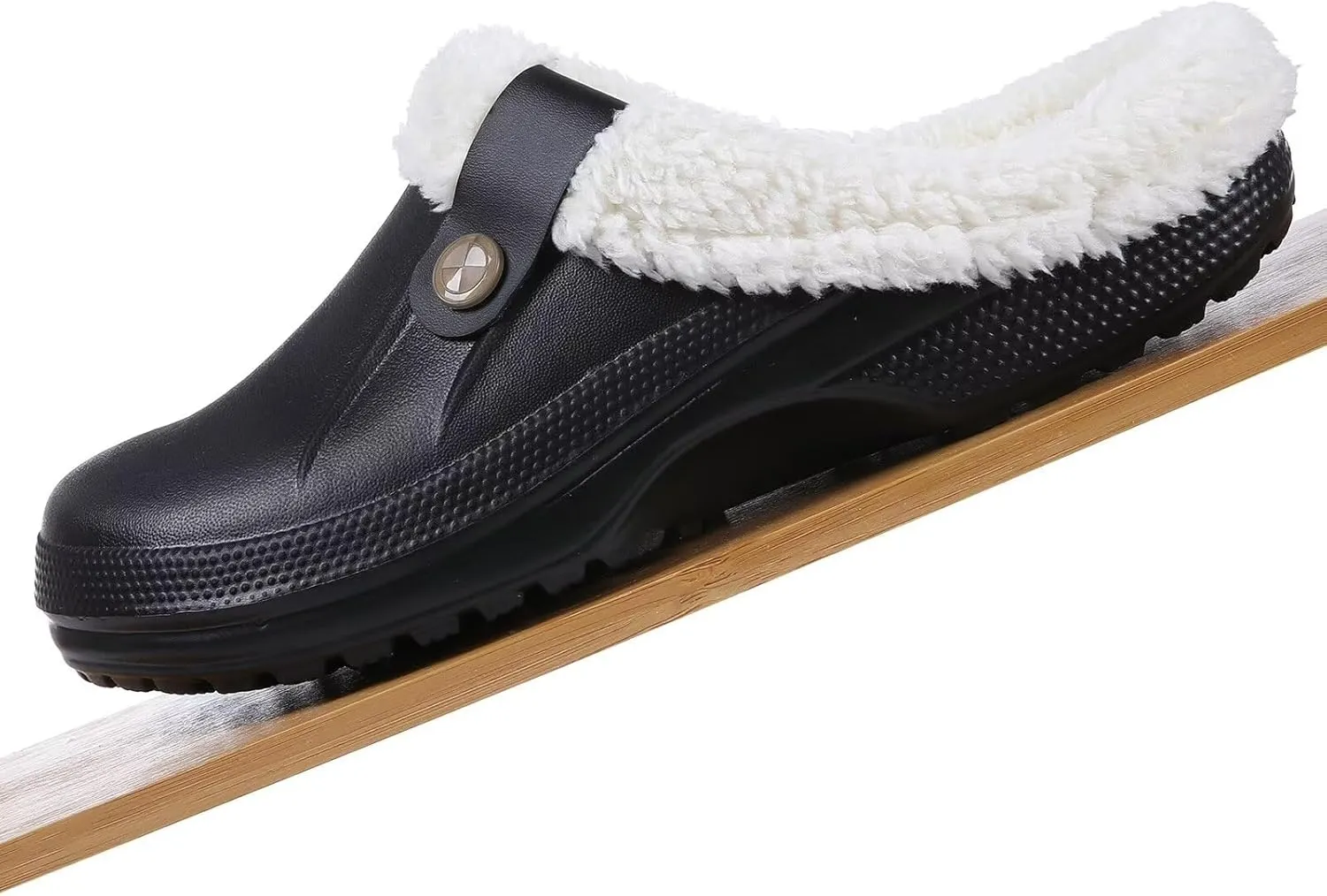 Fur Lined Clogs Waterproof Slippers Fleece Lined Clogs for Women Men Fuzzy Winter Warm Indoor Outdoor Shoes