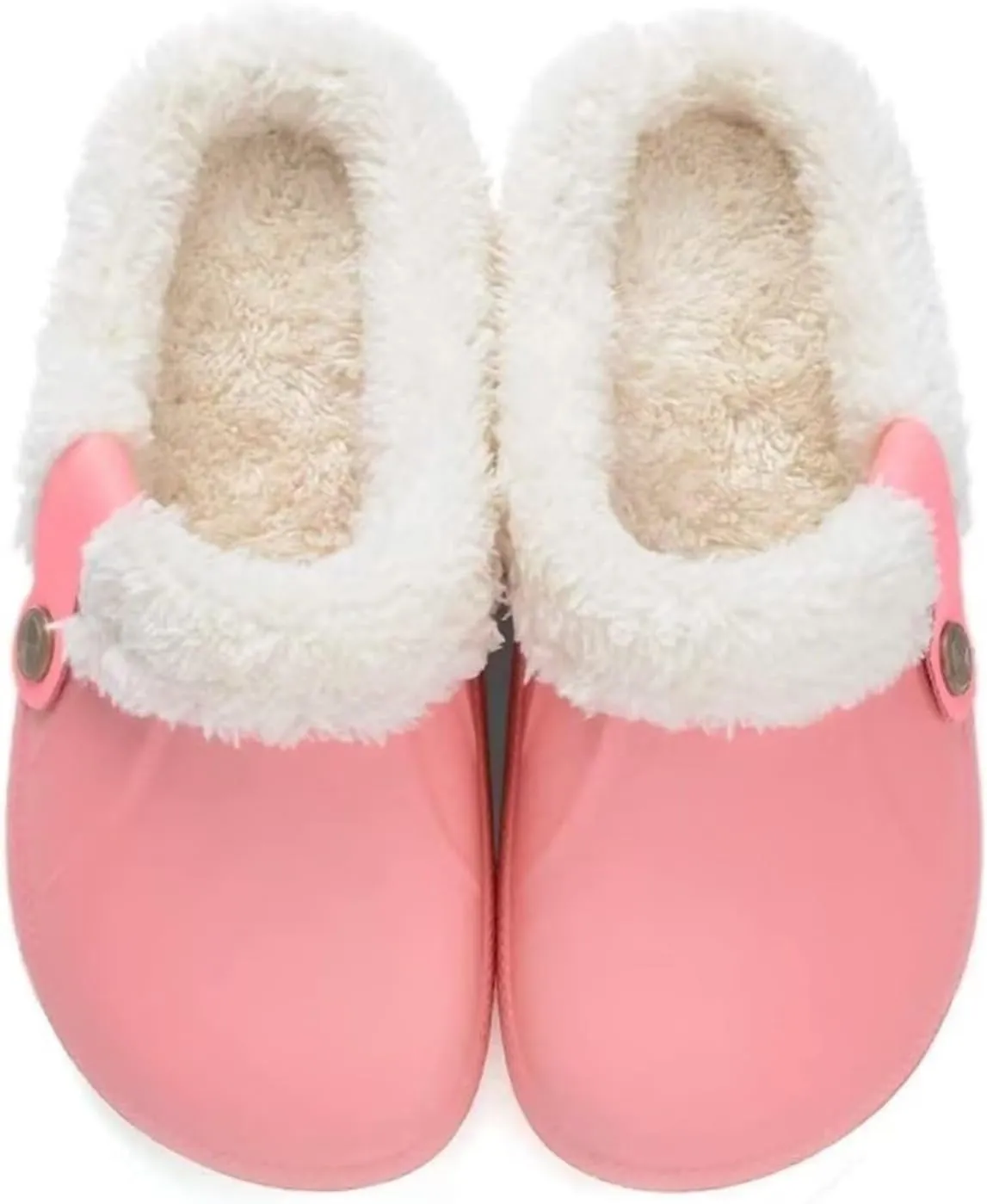 Fur Lined Clogs Waterproof Slippers Fleece Lined Clogs for Women Men Fuzzy Winter Warm Indoor Outdoor Shoes