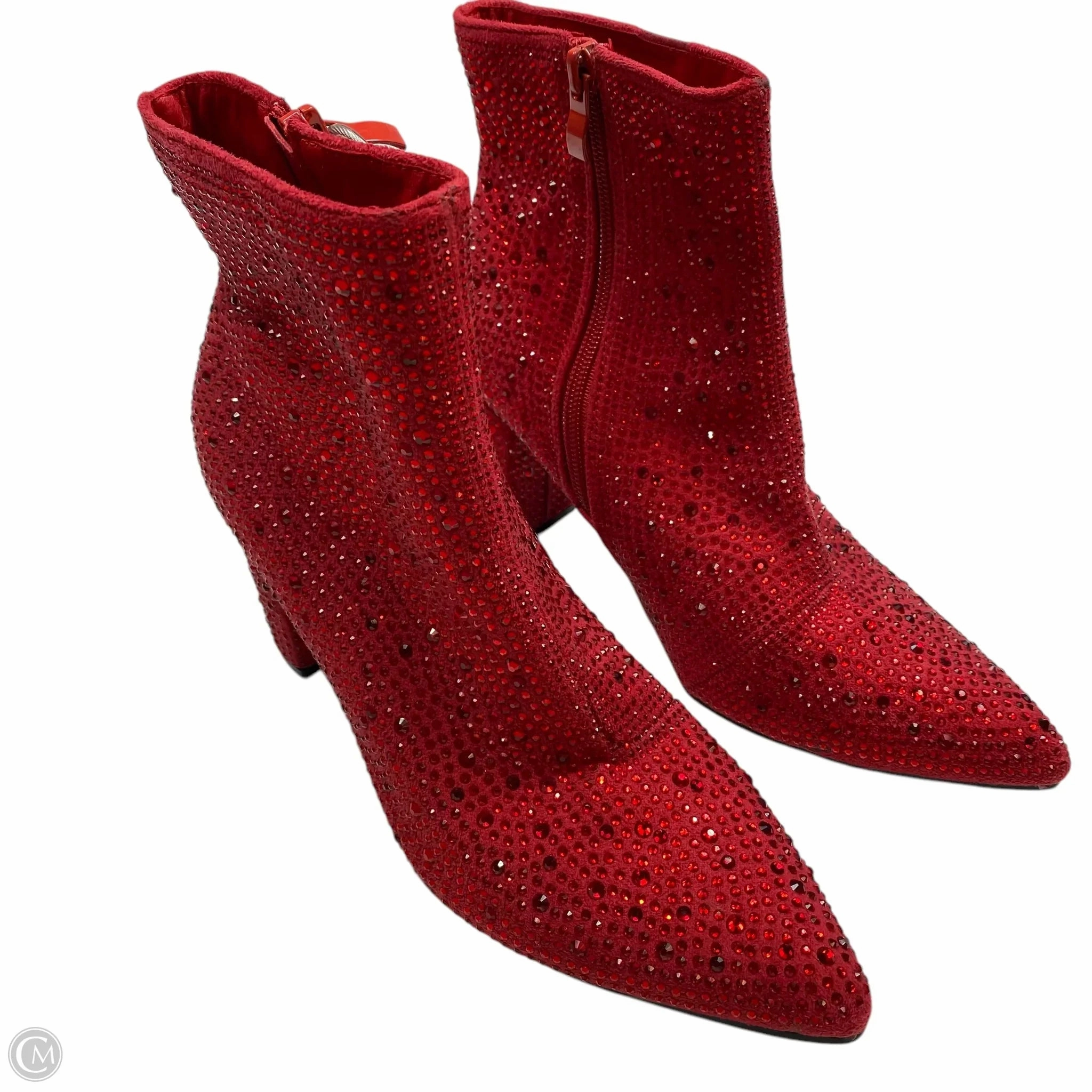 Boots Ankle Heels By Forever In Red, Size: 7.5 Quick Pull
