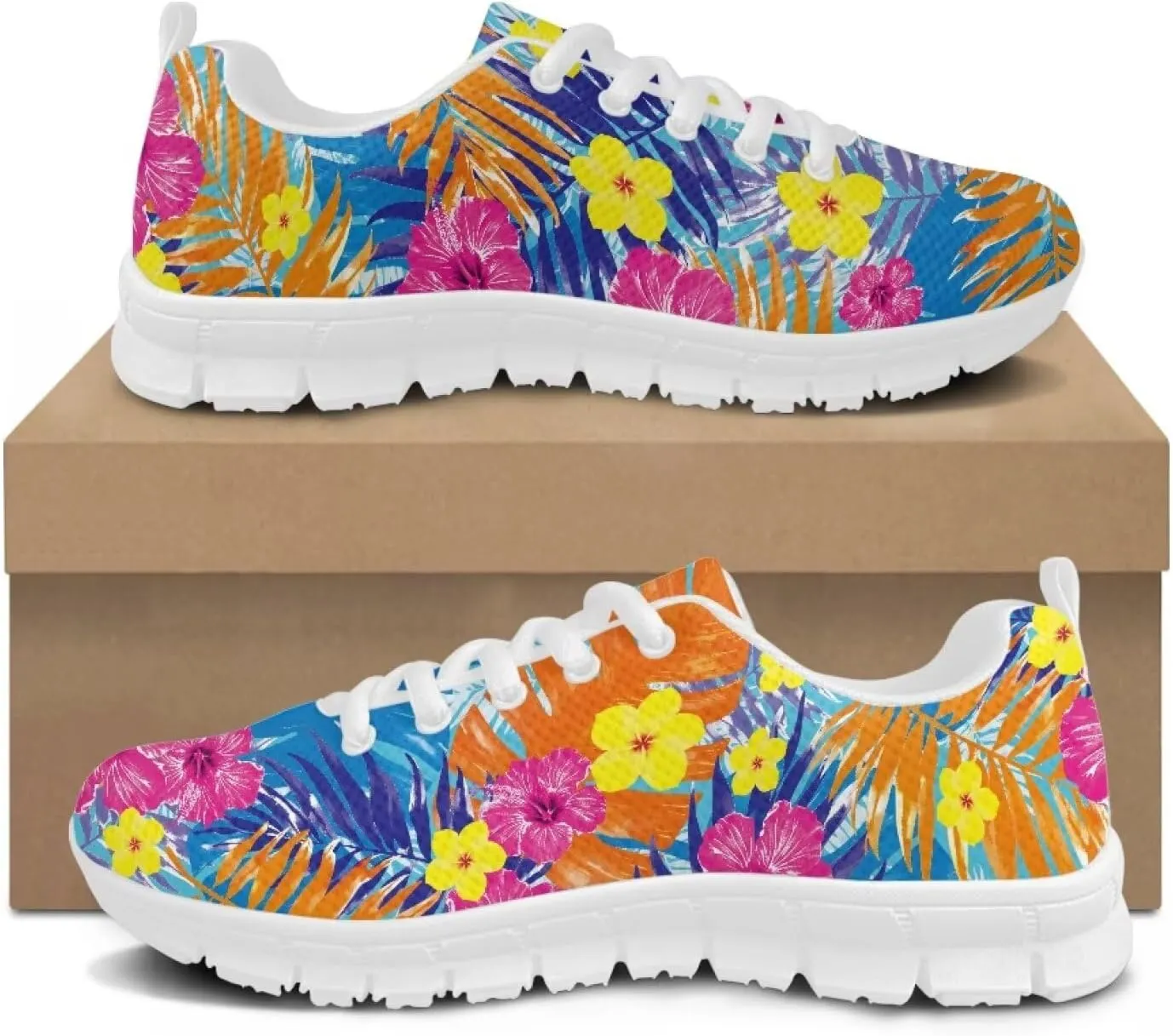 GIFTPUZZ Men's Sneakers Tropical Women's Athletic Shoes Men's Shoes Breathable Sneakers with Breathable Mesh