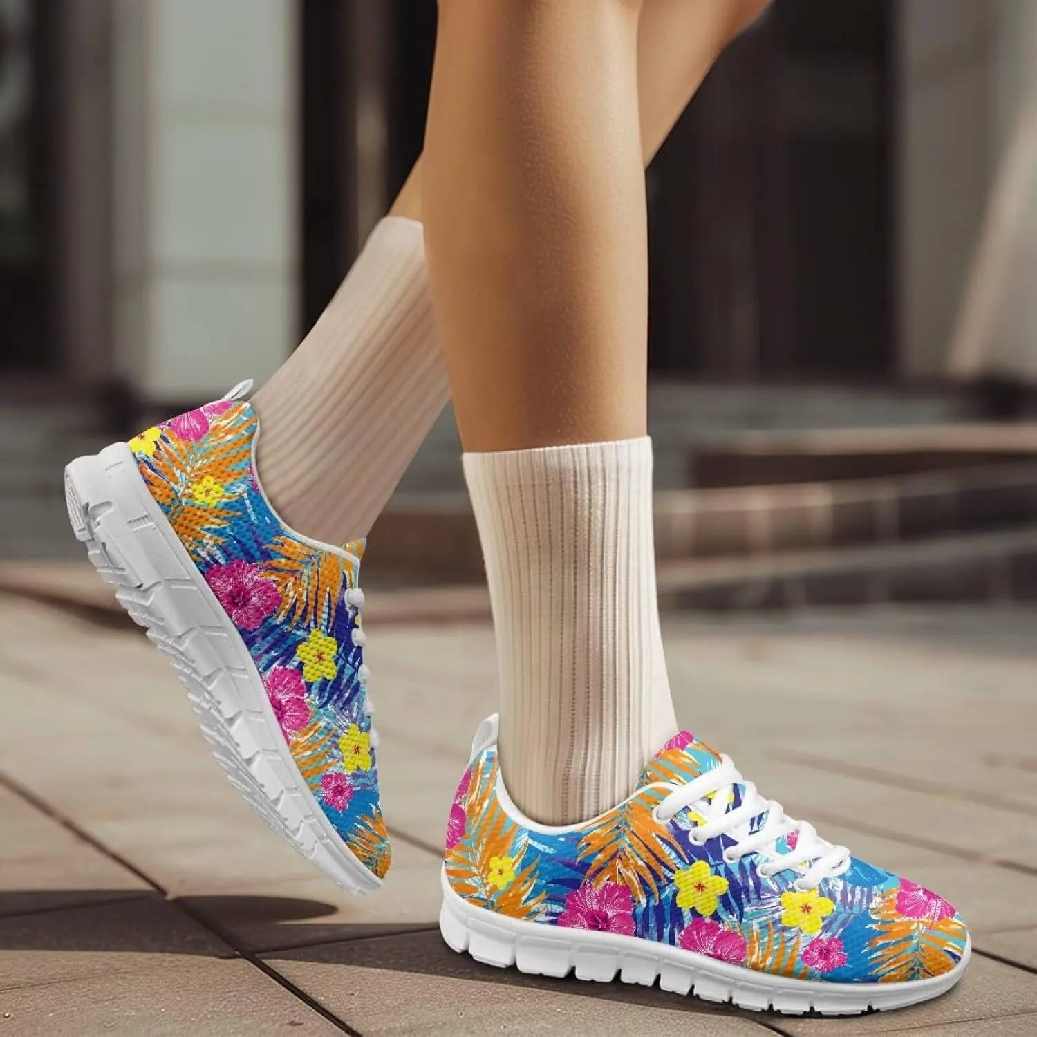 GIFTPUZZ Men's Sneakers Tropical Women's Athletic Shoes Men's Shoes Breathable Sneakers with Breathable Mesh