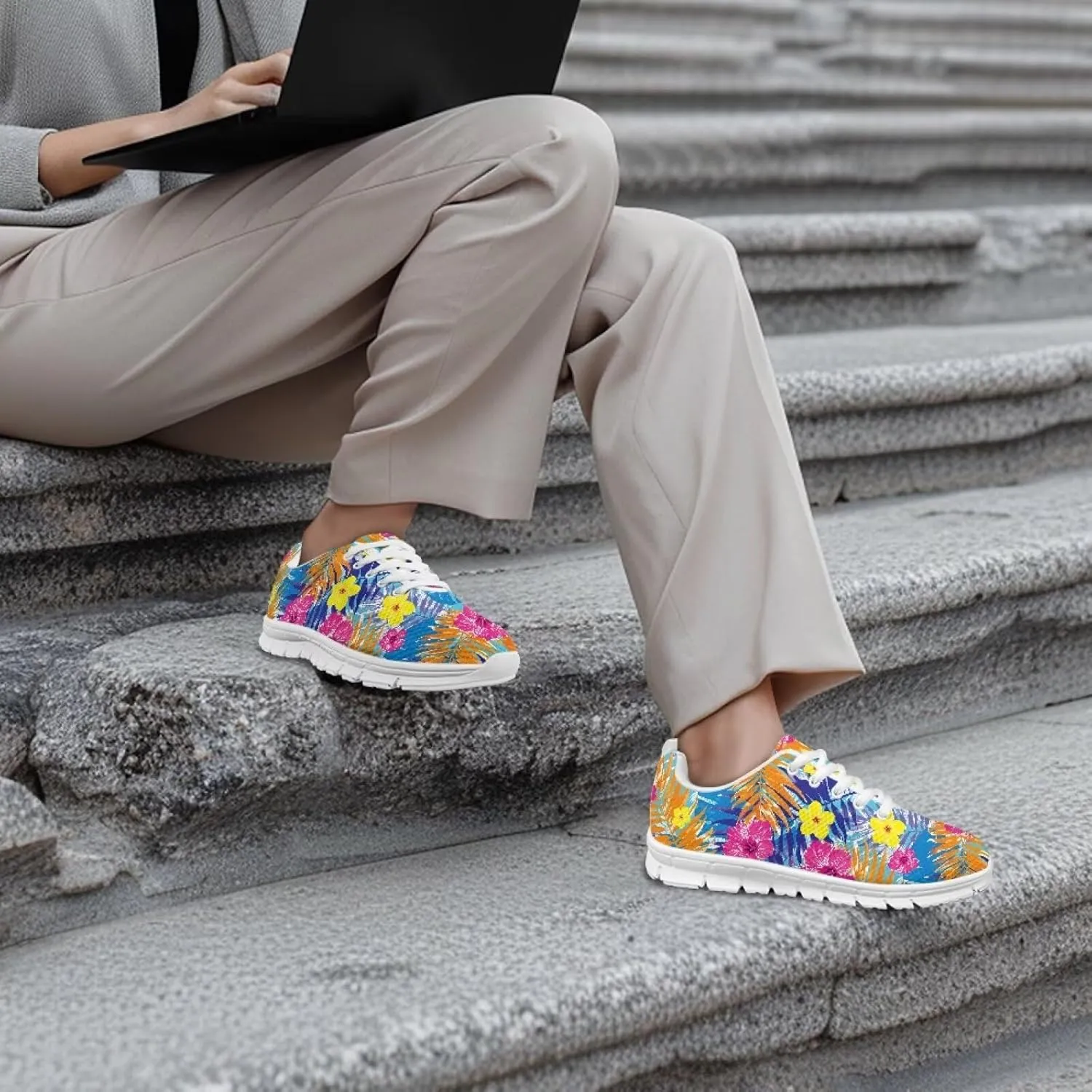 GIFTPUZZ Men's Sneakers Tropical Women's Athletic Shoes Men's Shoes Breathable Sneakers with Breathable Mesh