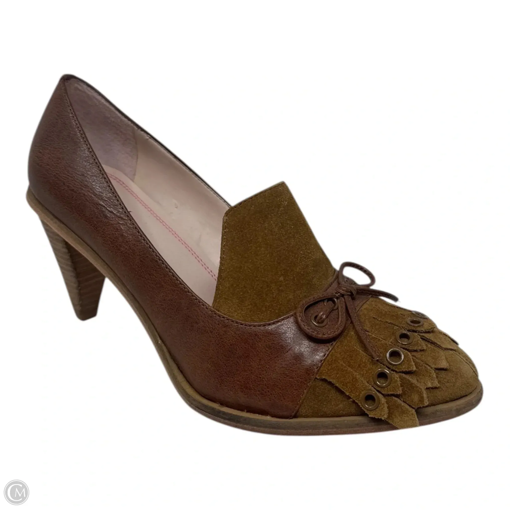 Pointed Pumps Anti Slip Sole Gilda Heeled Loafers By Tracy Reese In Brown & Tan, Size: 6.5