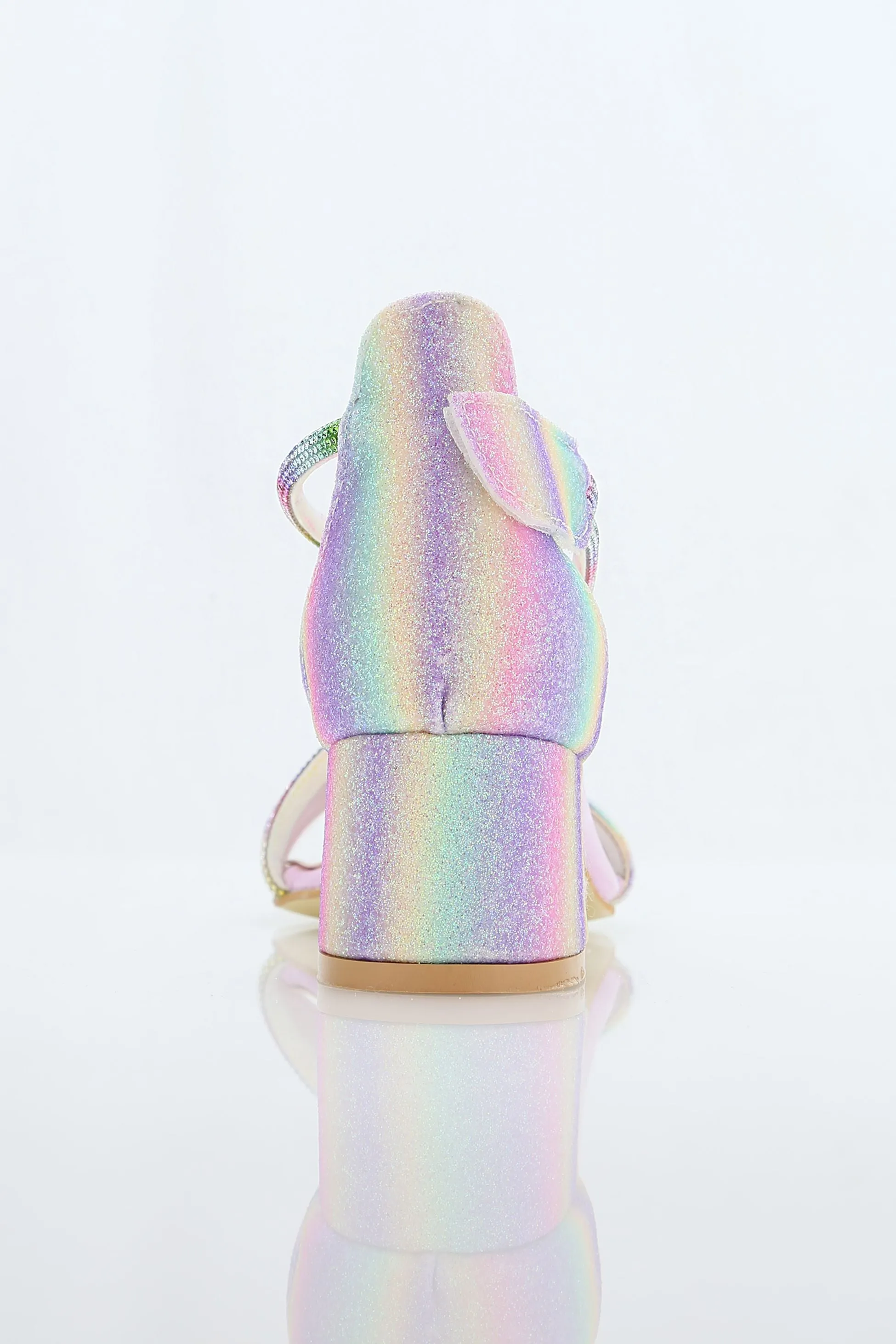 Girls Block Heel Sandals with Rhinestone Crossover Straps - DAZZLE - Multicolour