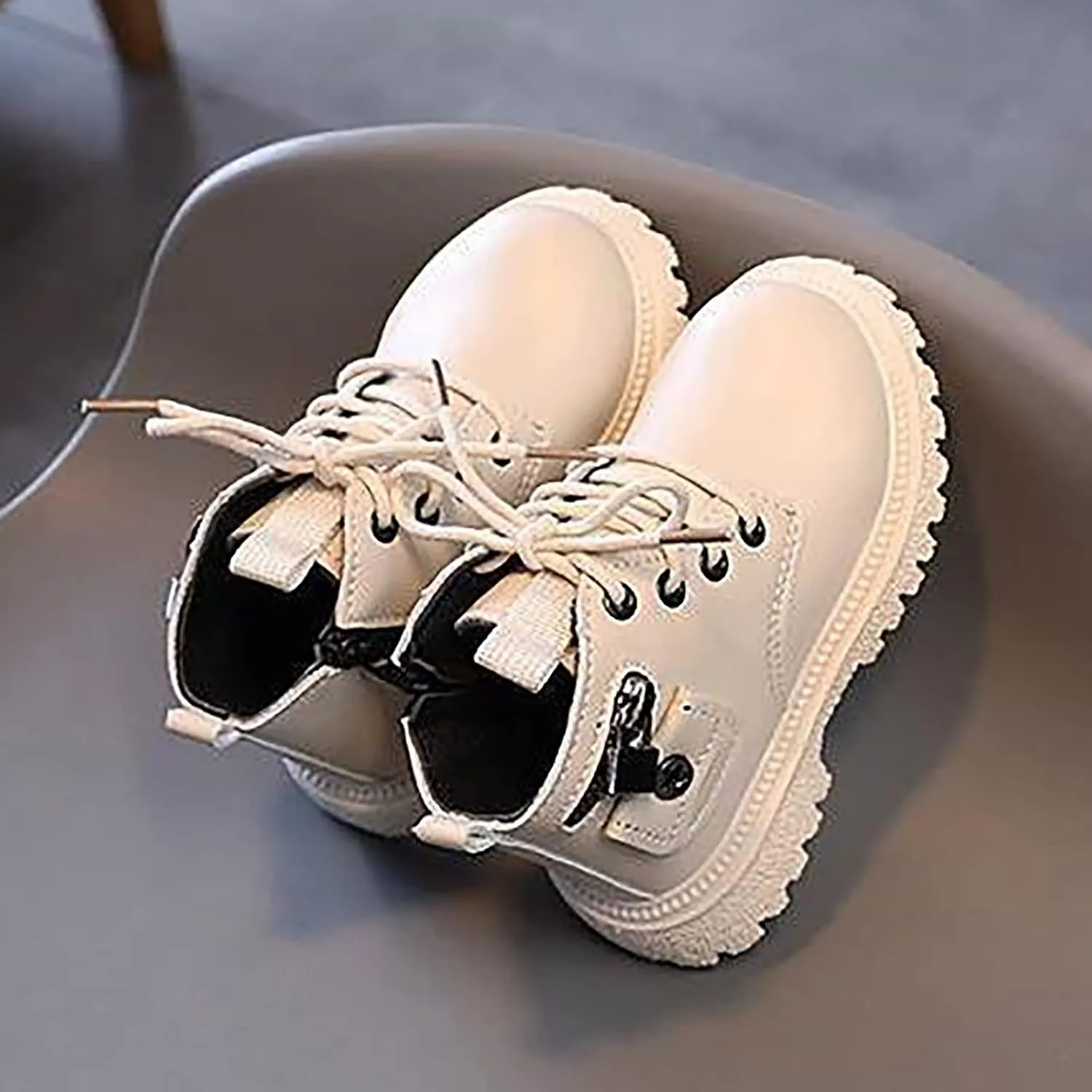 Girls Boots Kids Ankle Boots Side Zipper Single Boot Fashion Lace up Boots Short Suede Low Heels Raining Boots