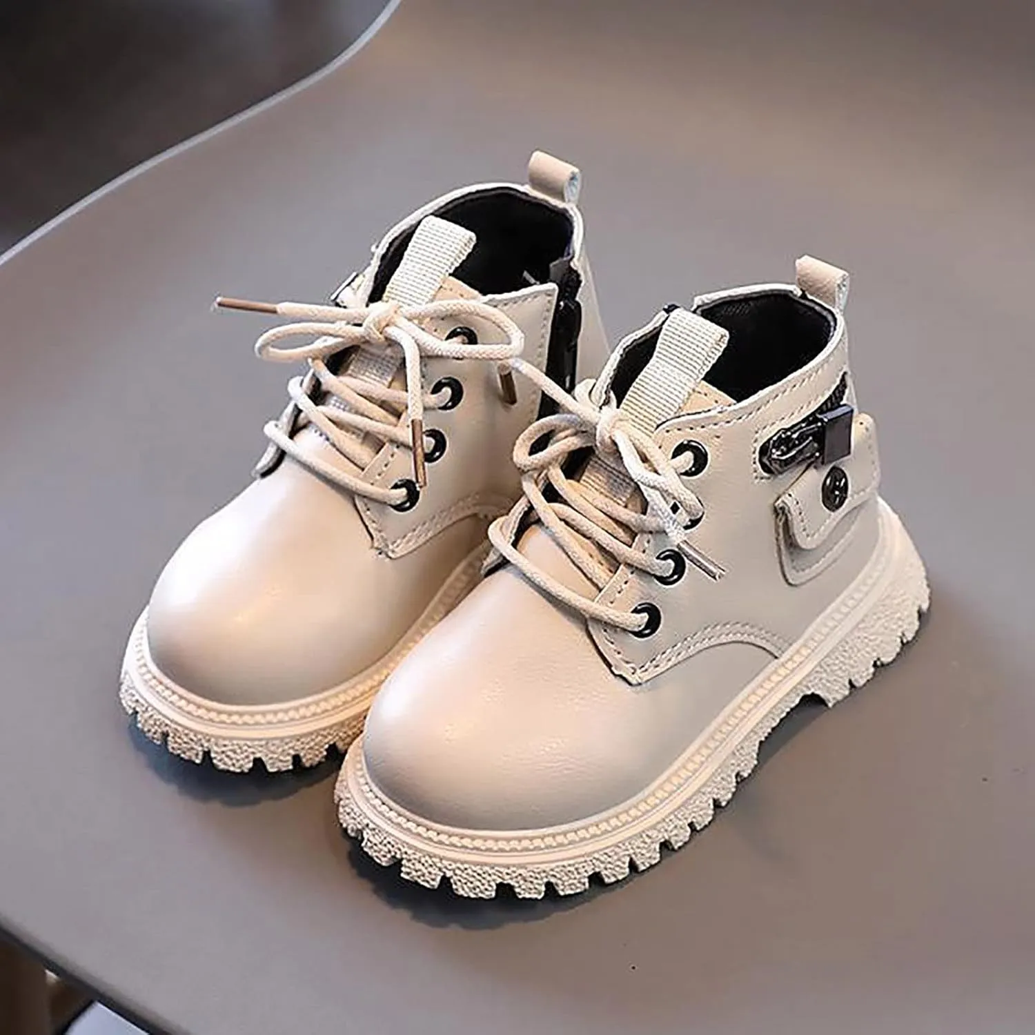 Girls Boots Kids Ankle Boots Side Zipper Single Boot Fashion Lace up Boots Short Suede Low Heels Raining Boots