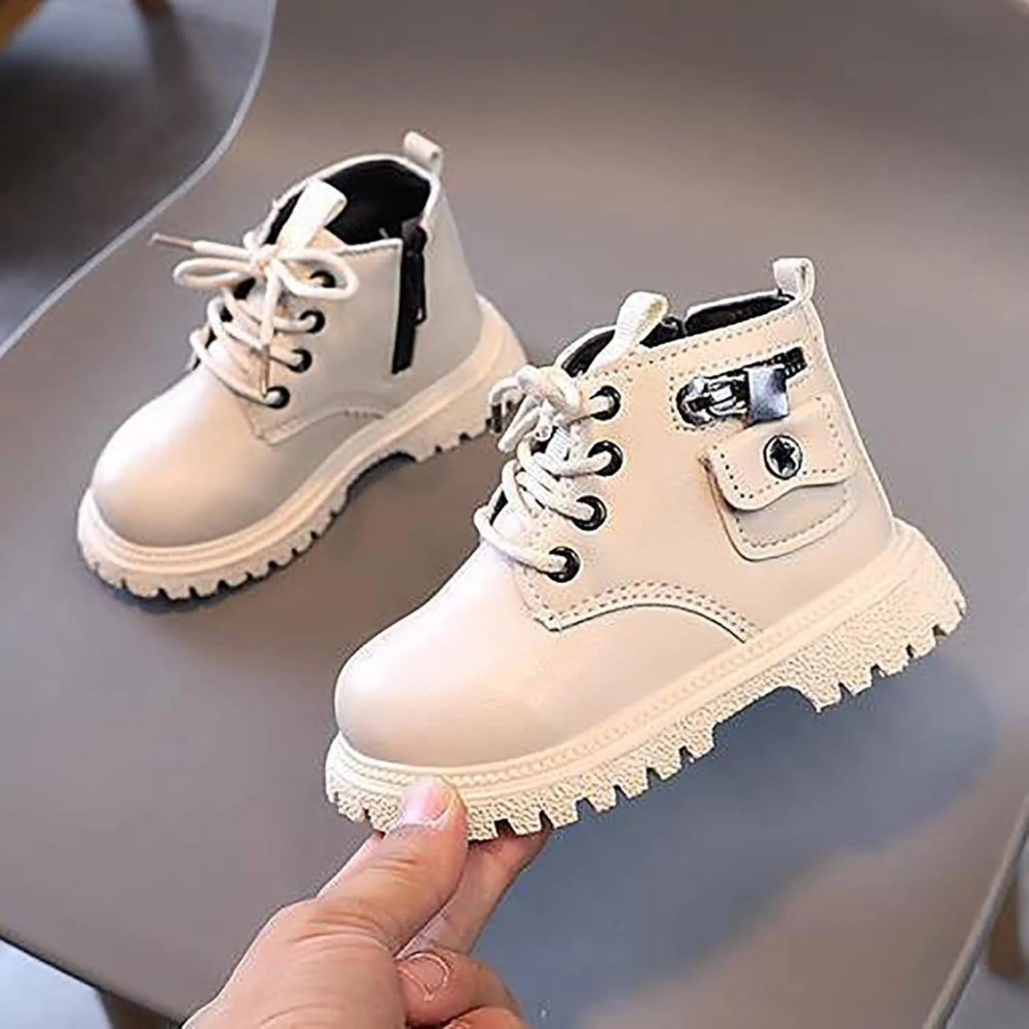 Girls Boots Kids Ankle Boots Side Zipper Single Boot Fashion Lace up Boots Short Suede Low Heels Raining Boots