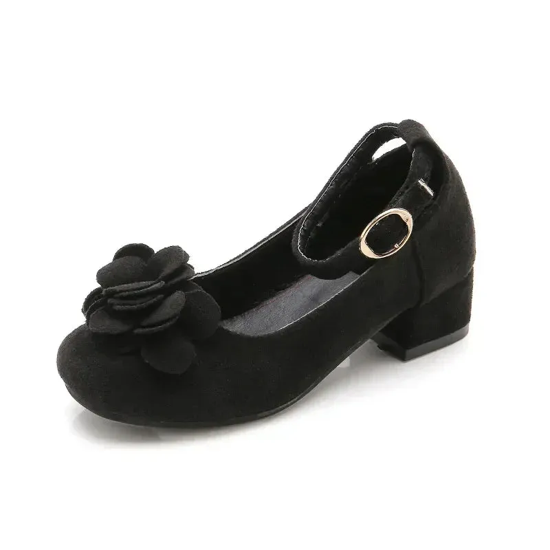 Girls Floral Design High Heels Shoes for Wedding Party