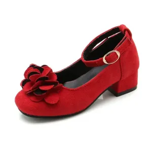 Girls Floral Design High Heels Shoes for Wedding Party