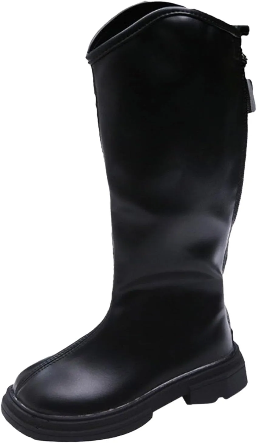Girls Platform Mid Calf Boots Mid Calf Boots Low Heel Chunky Platform Lug Sole Zipper Non Slip Boots for Dress Up