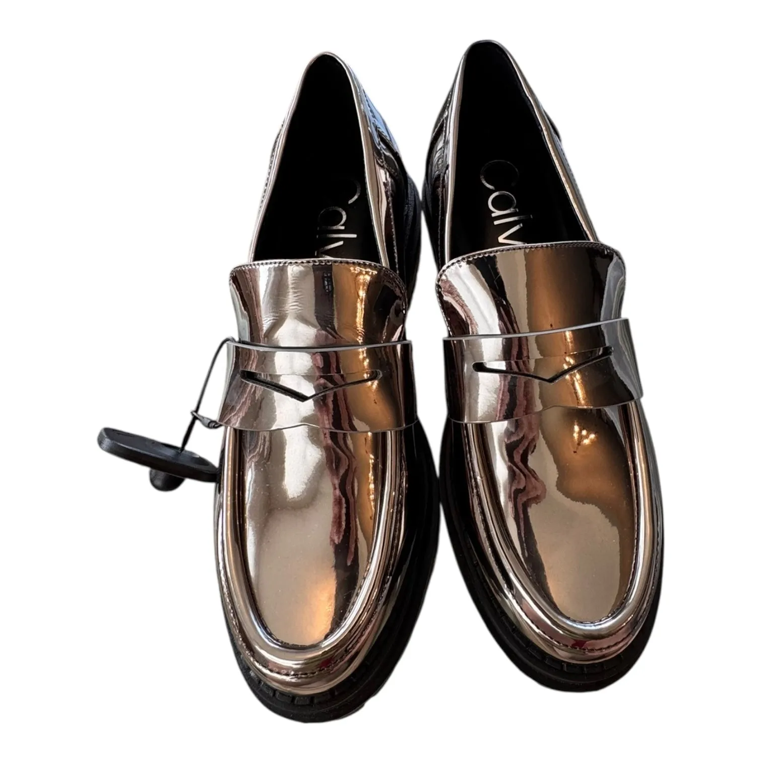 Shoes Heels Block By Calvin Klein In Silver, Size:6.5 Court Iconic Piece