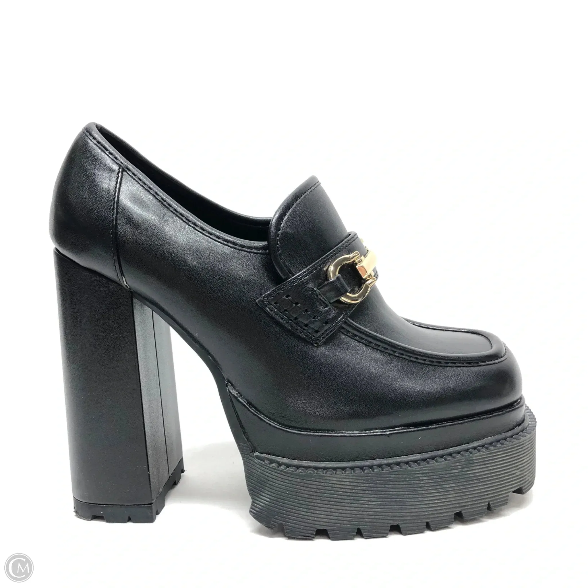 Party Ready Street Attitude Shoes Heels Block By Forever 21 In Black, Size: 7