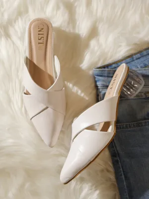 GNIST Comfort Mule White Round Heels
