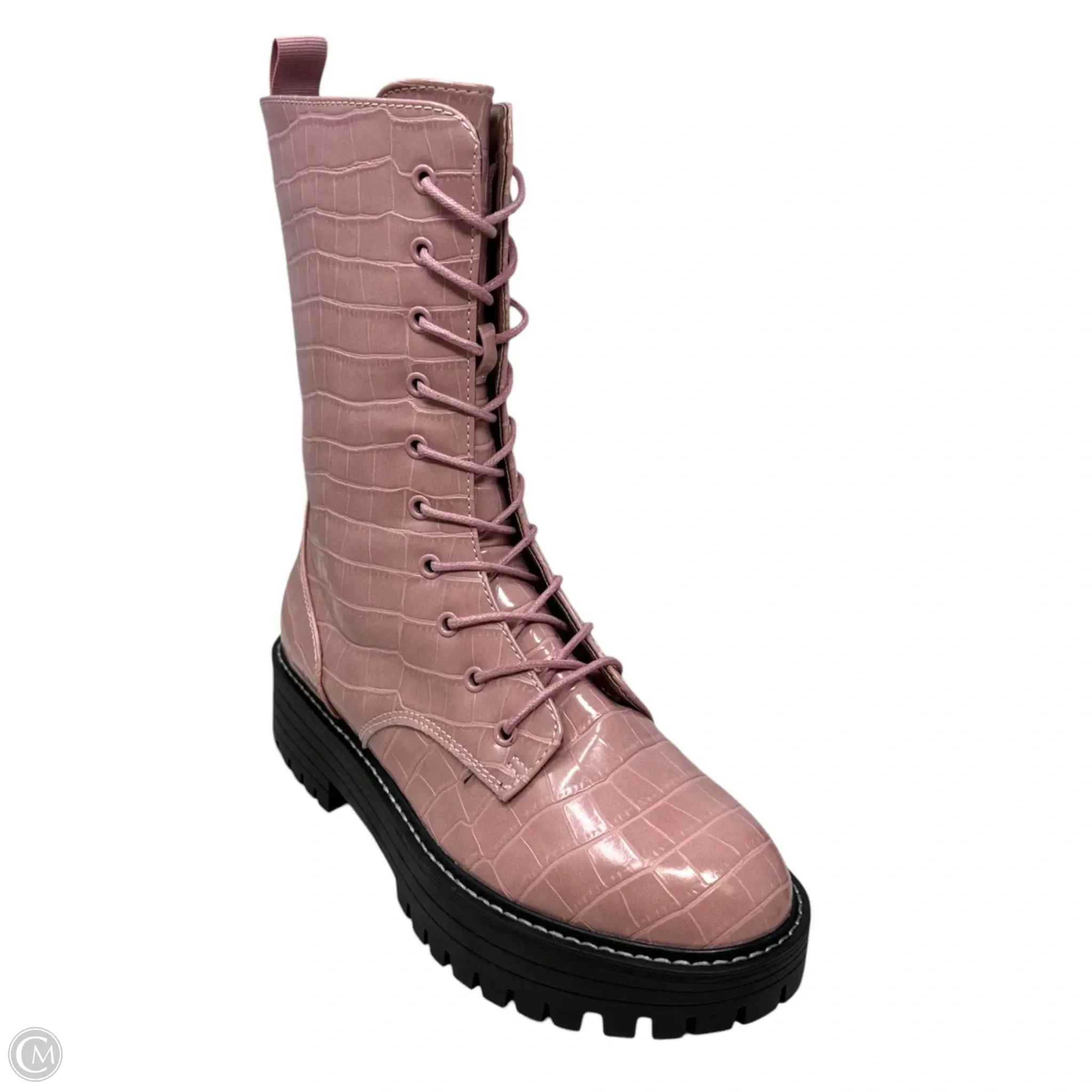 Wardrobe Pick Subtle Vibe Limelight  Mid Shaft Combat Boots By Sugar In Pink, Size: 7.5