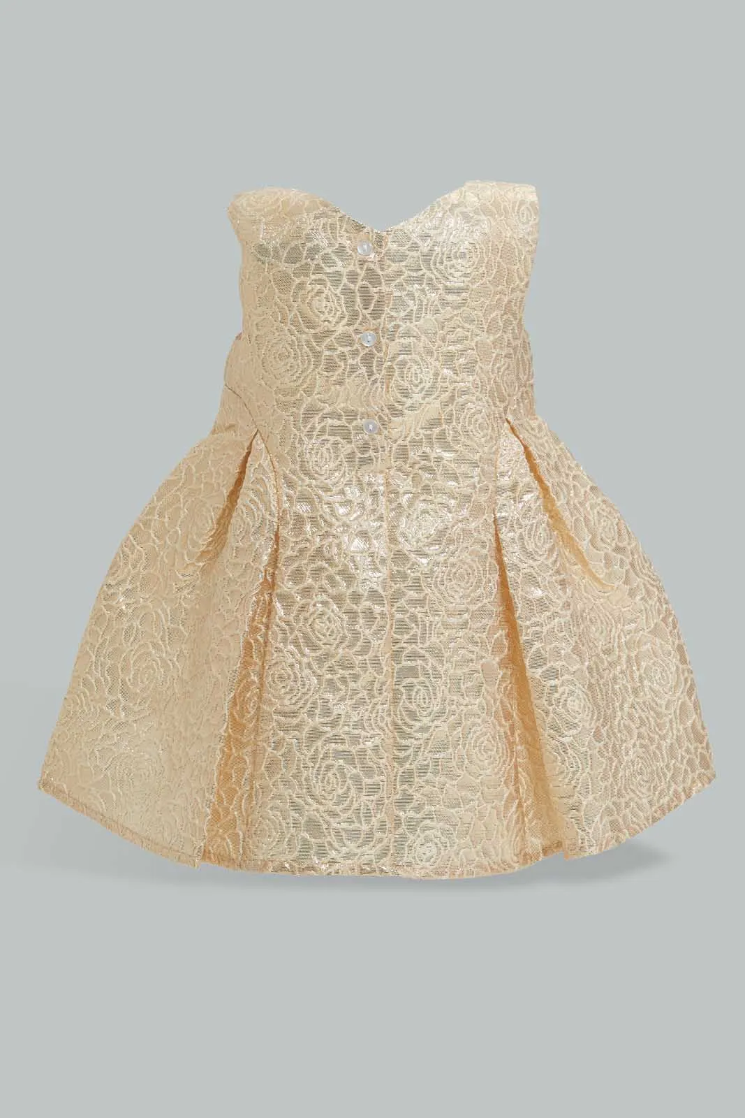 Gold Bow Dress For Baby Girls
