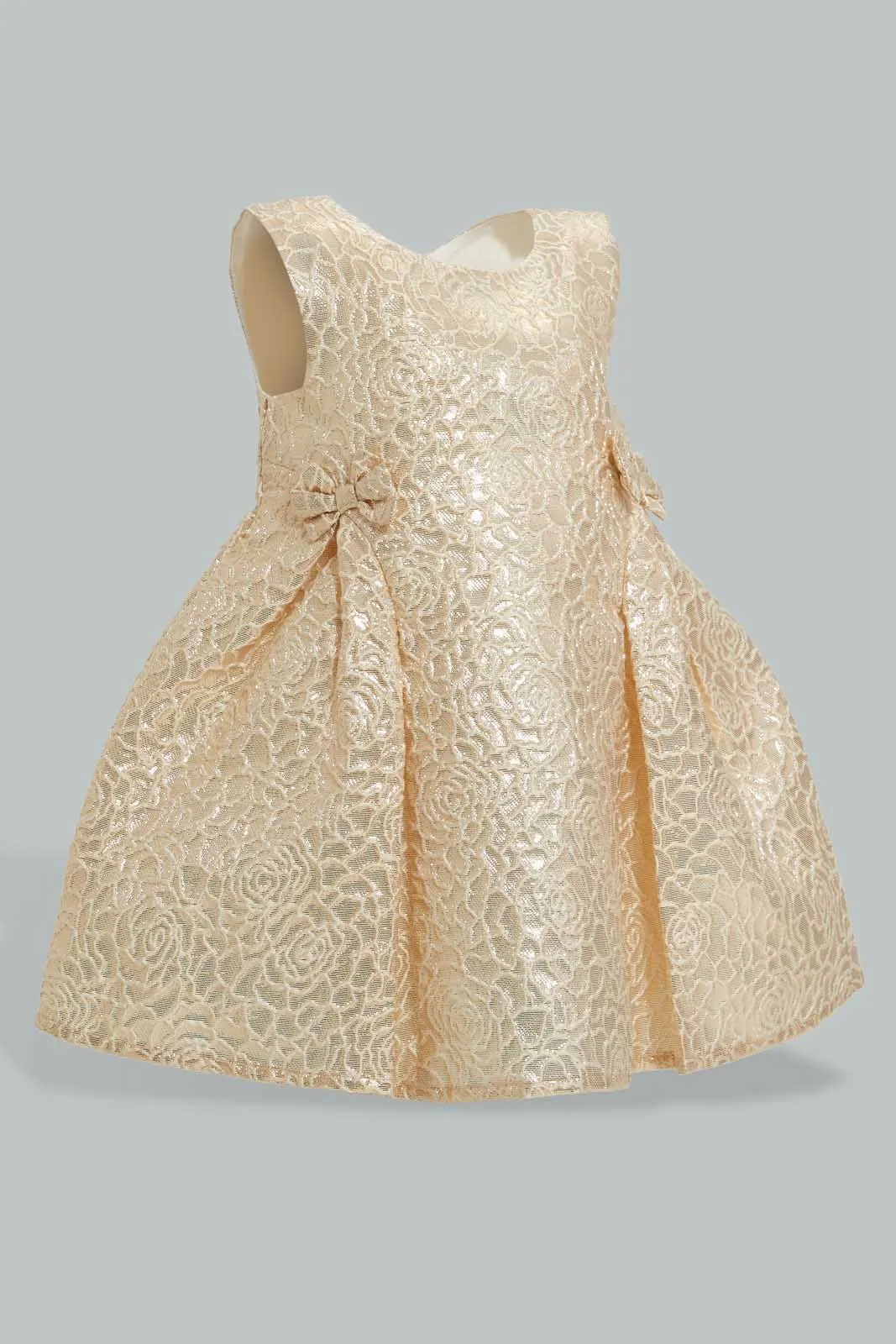 Gold Bow Dress For Baby Girls