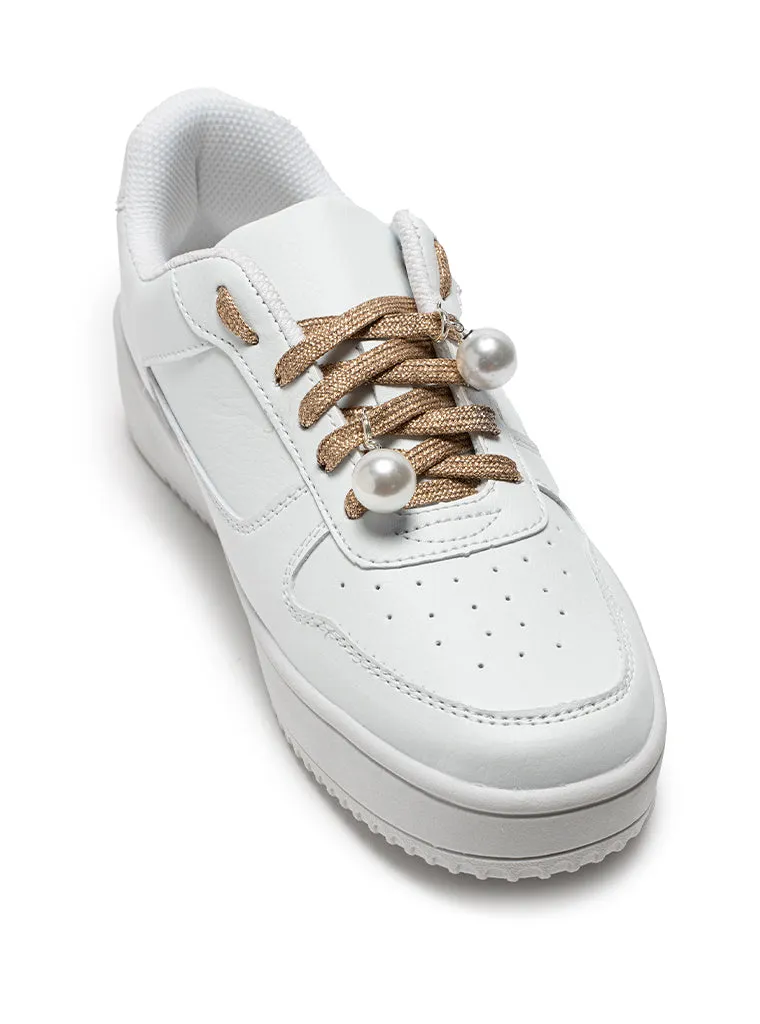 Gold Shoe Laces and Charm Set