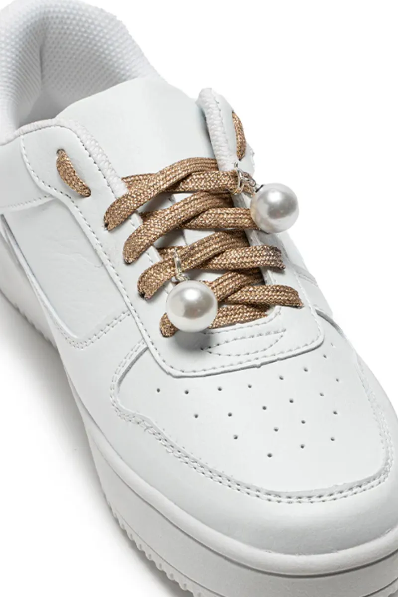 Gold Shoe Laces and Charm Set