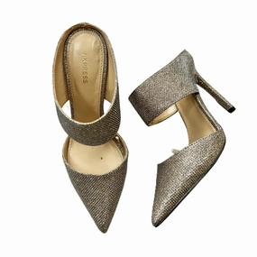 Gold Shoes Heels Stiletto By Express, Size: 6 Metallic Heels Cushioned Insole