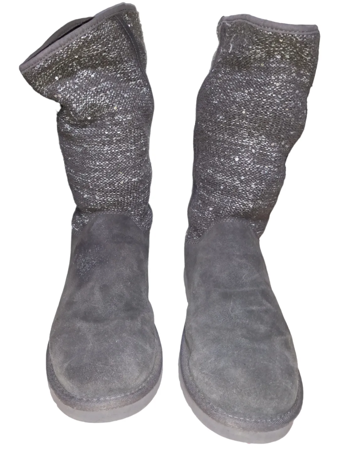 Grey Boots Mid-calf Flats Ugg, Size 11 Smart Casual Look Rain Wardrobe