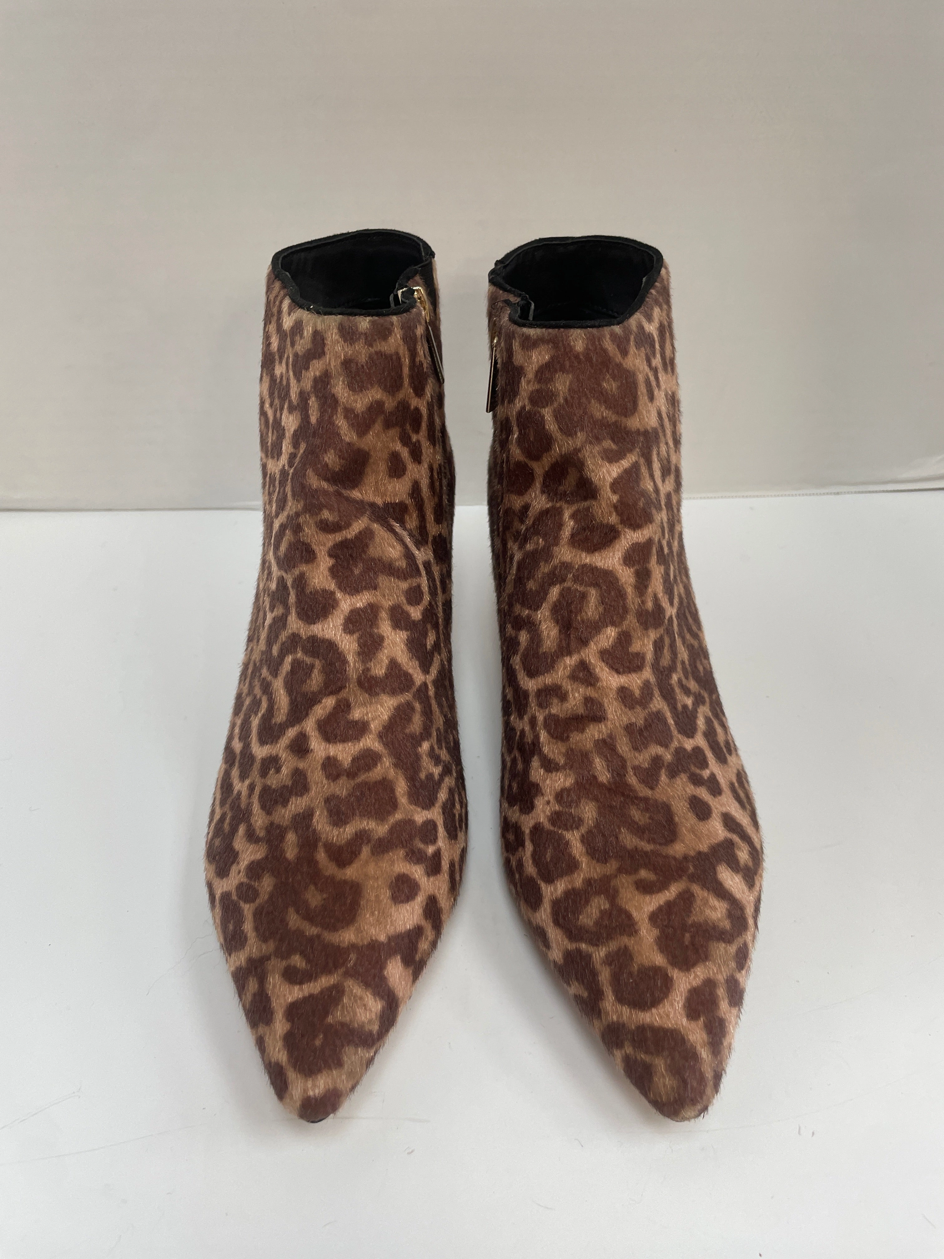 Premium Leather Upgrade Boots Ankle Heels By Comfortview In Animal Print, Size: 12