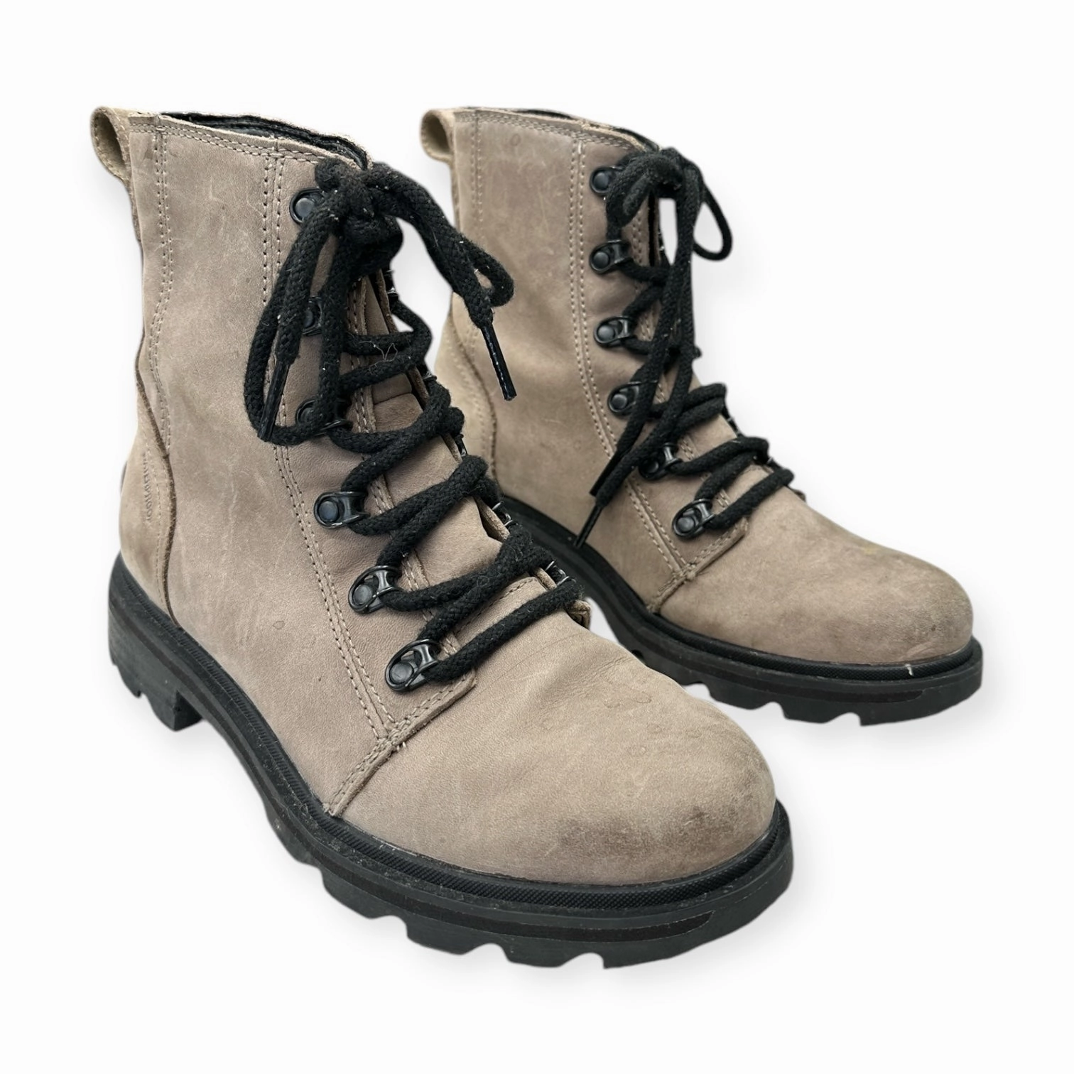 Anti Abrasion Slip   Resistant Lug Boots Ankle Heels By Sorel In Beige, Size: 6