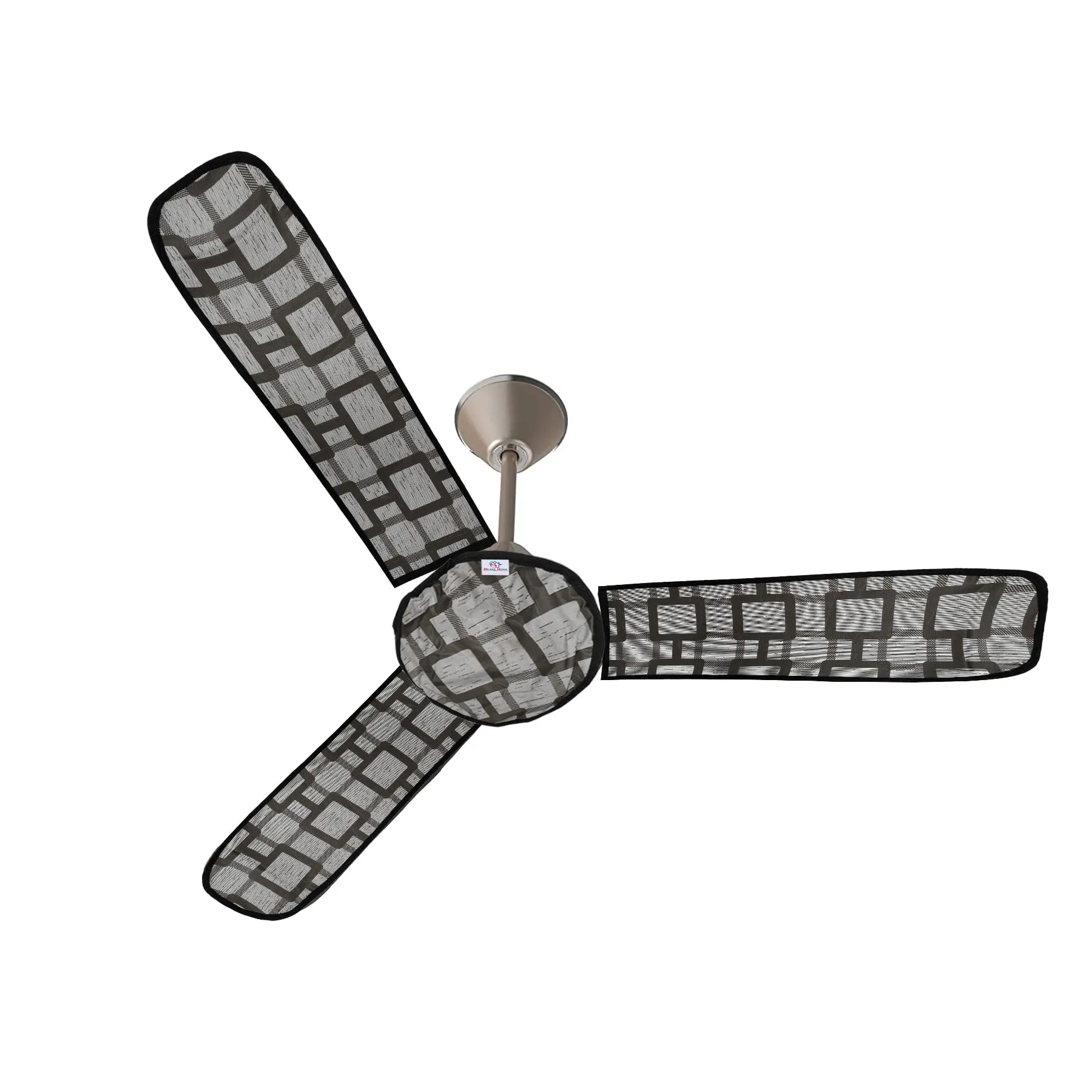 Heart Home PVC Square Print Dust Proof Three Blade Ceiling Fan Cover (Grey) 54HH4010.