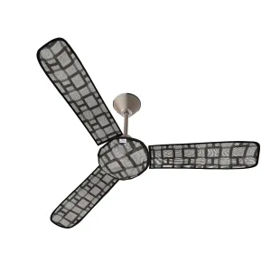 Heart Home PVC Square Print Dust Proof Three Blade Ceiling Fan Cover (Grey) 54HH4010.