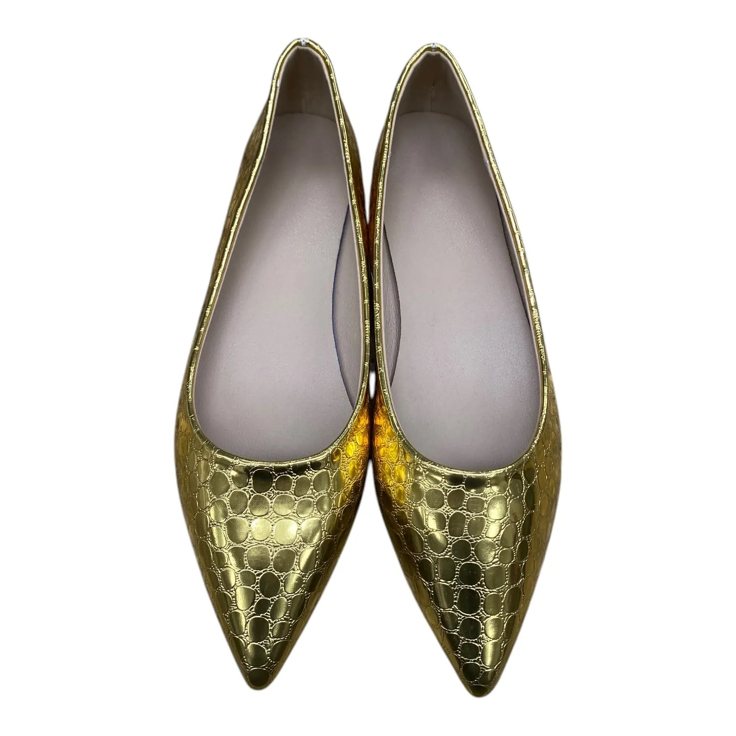 Pointed Toe Pumps Shoes Heels Block By Clothes Mentor In Gold, Size:7.5