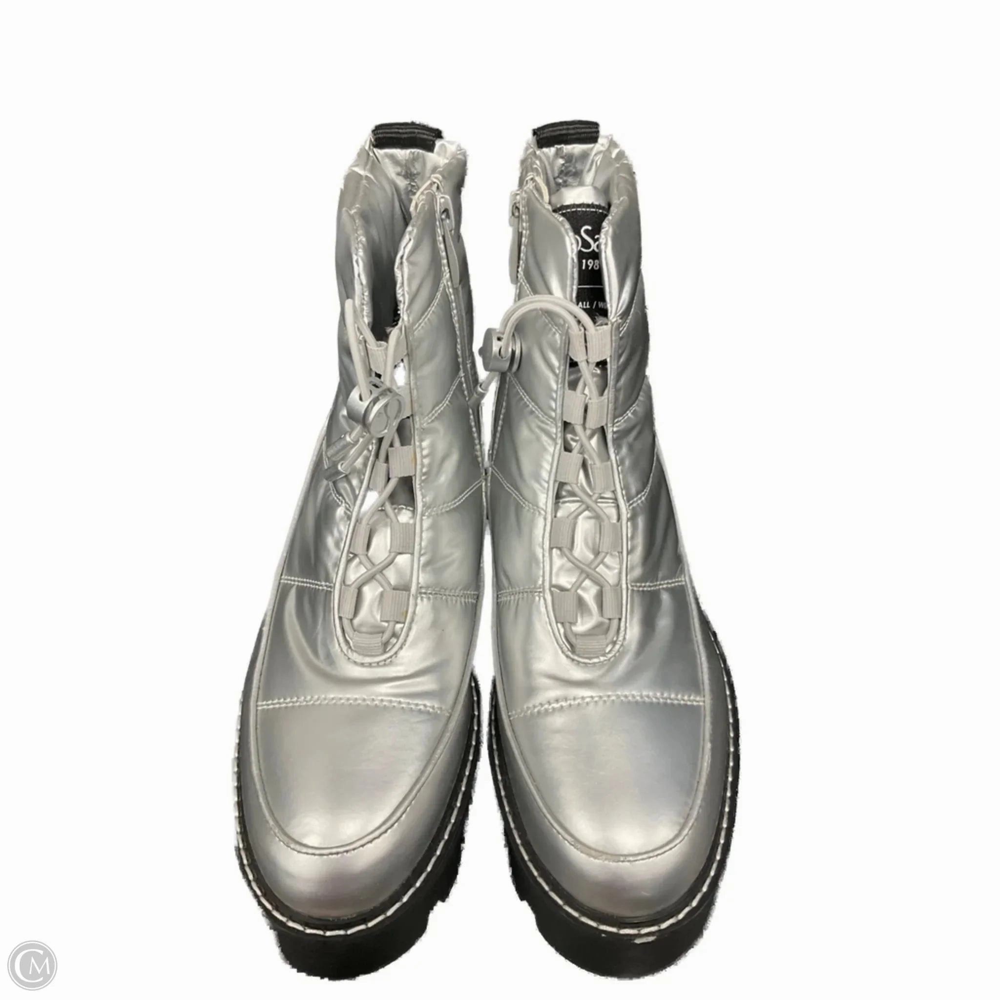 Training Smart Style Boots Ankle Heels By Franco Sarto In Silver, Size: 6.5