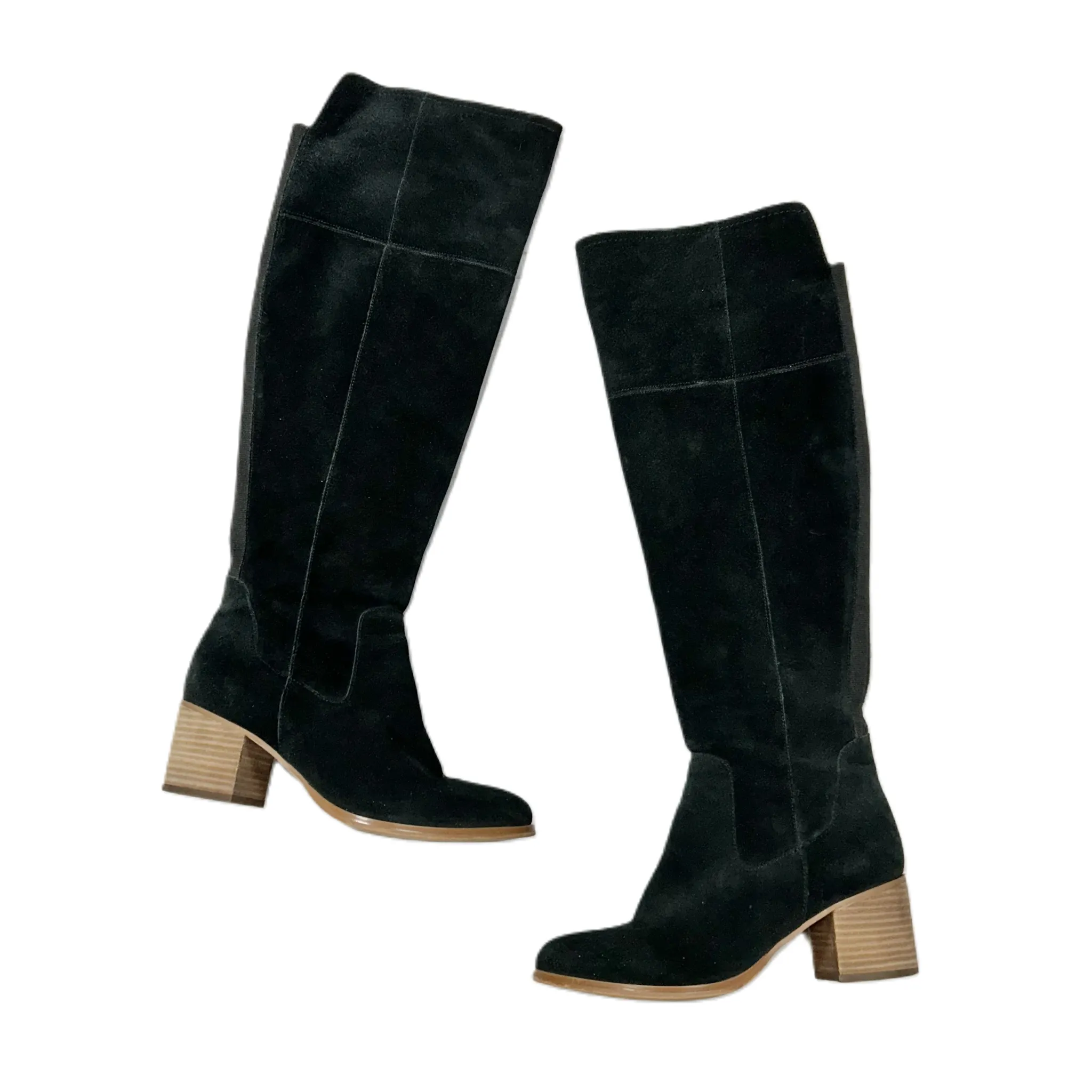 Classic Black Boots Knee Heels By Marc Fisher In Black, Size: 7