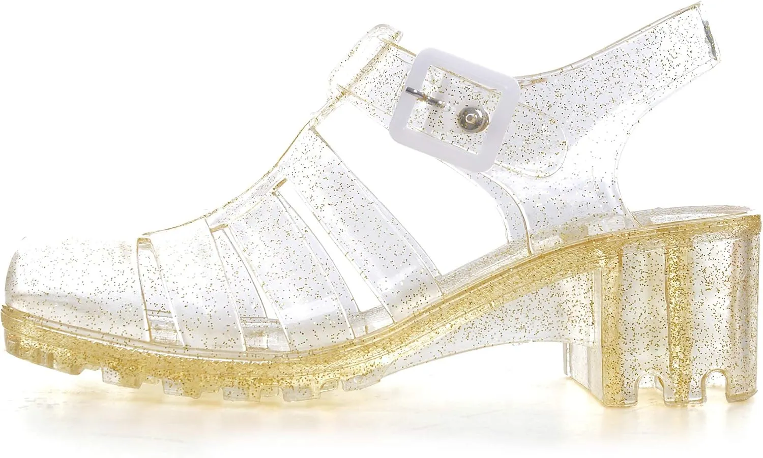 Hee grand Crystal Jelly Heel Sandals For Women Summer Beach Jelly Shoes