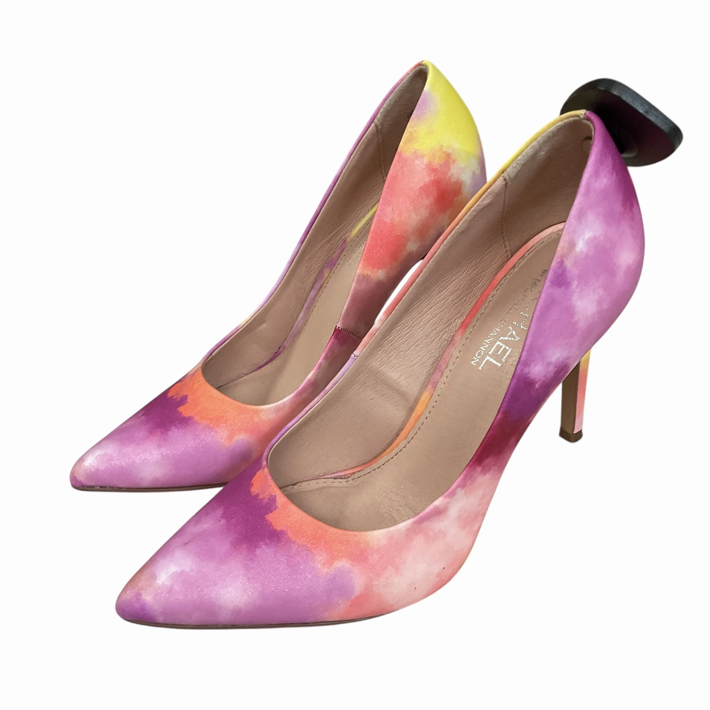 Good flexibility Adjustable Straps Shoes Heels Stiletto By Michael Shannon In Orange & Purple, Size:8.5
