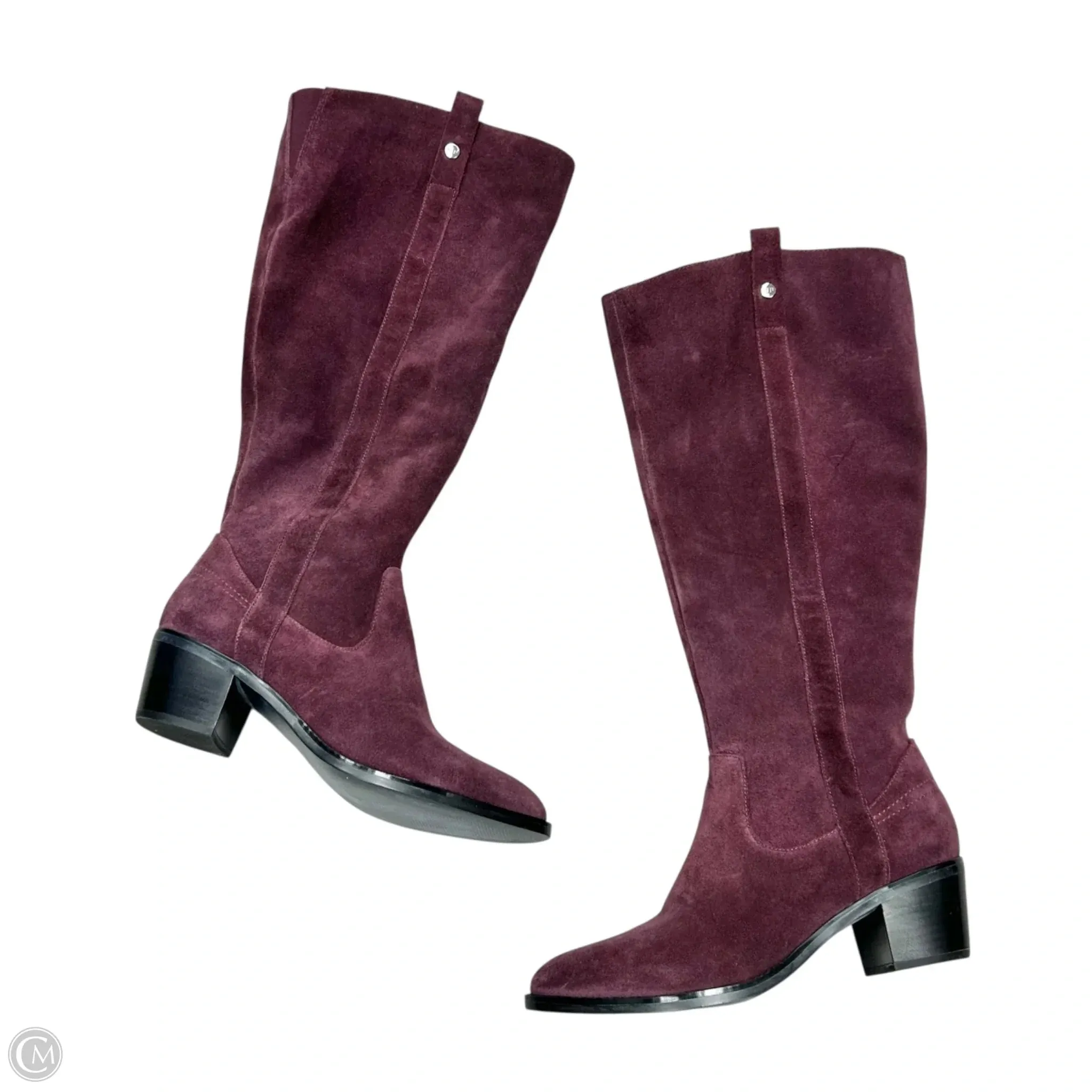 Warm Comfort Boots Knee Heels By Marc Fisher In Purple, Size: 9