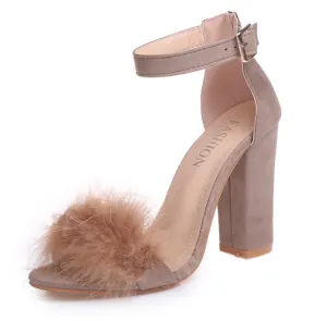 High-heel Faux Fur Sandals High-heel Faux Fur Sandals