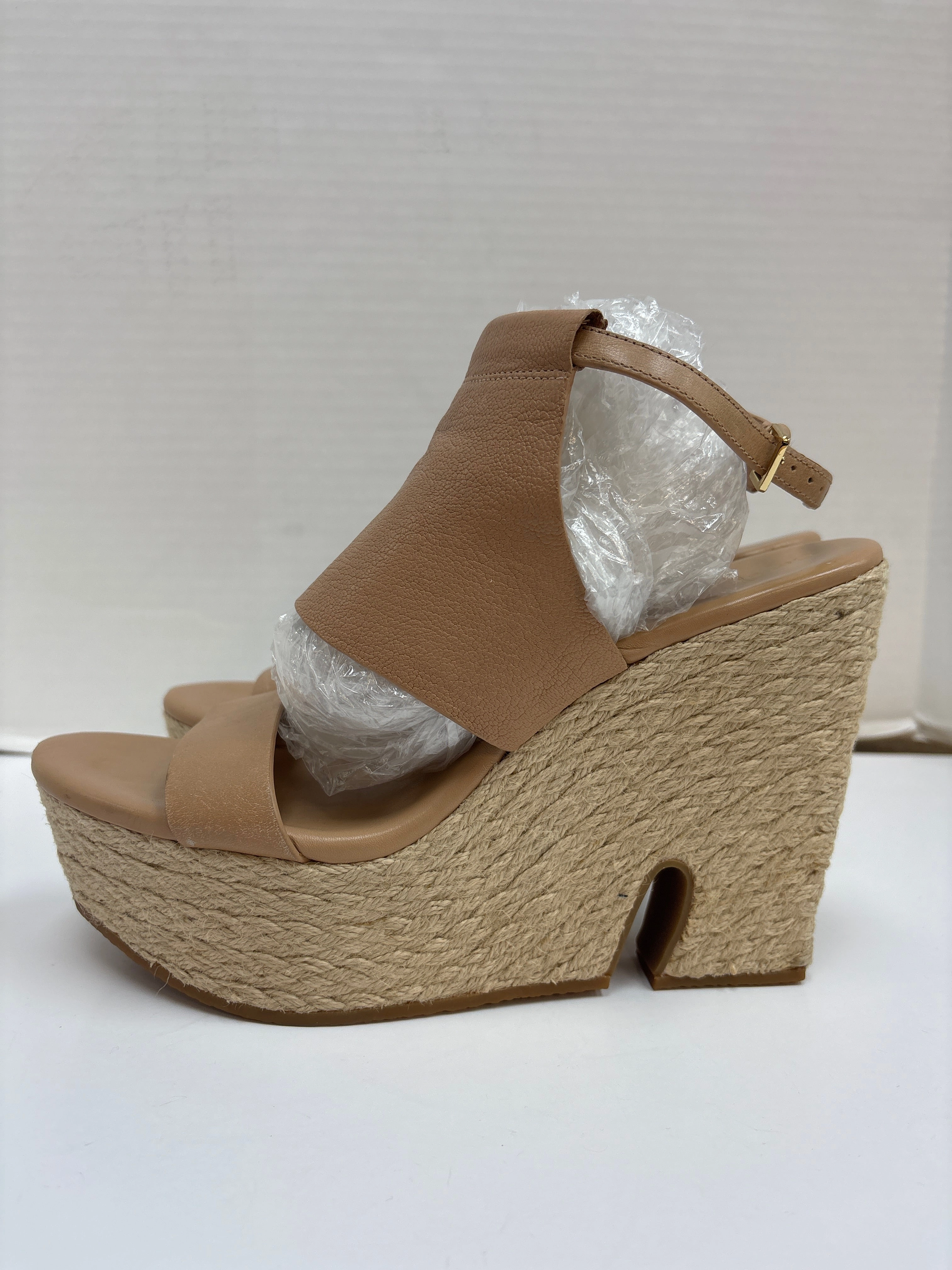 Lace-Up Heels Teddy Heel Boots Shoes Heels Block By Cole-haan In Tan, Size: 11