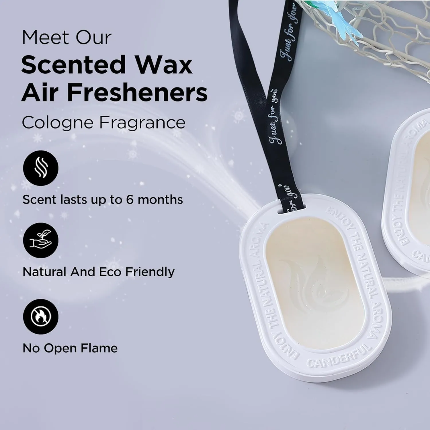 Homestic Wax Air Wardrobe Freshener | Pack of 2 | White- Cologne Fragrance | 45g Each -Lasts Up to 6 Months | Air Freshener for Home Drawer Closet Cars Wardrobe | Natural and Eco Friendly