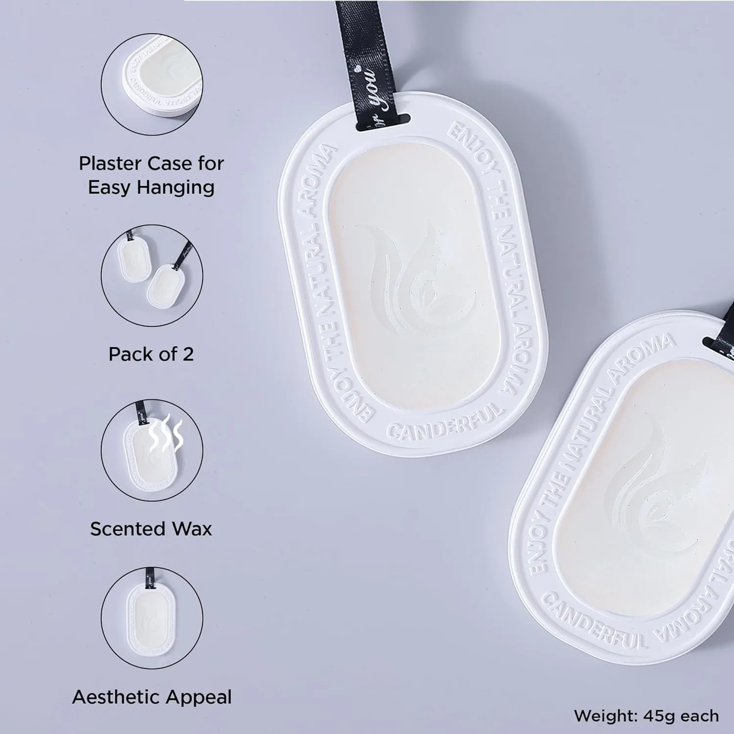 Homestic Wax Air Wardrobe Freshener | Pack of 2 | White- Cologne Fragrance | 45g Each -Lasts Up to 6 Months | Air Freshener for Home Drawer Closet Cars Wardrobe | Natural and Eco Friendly