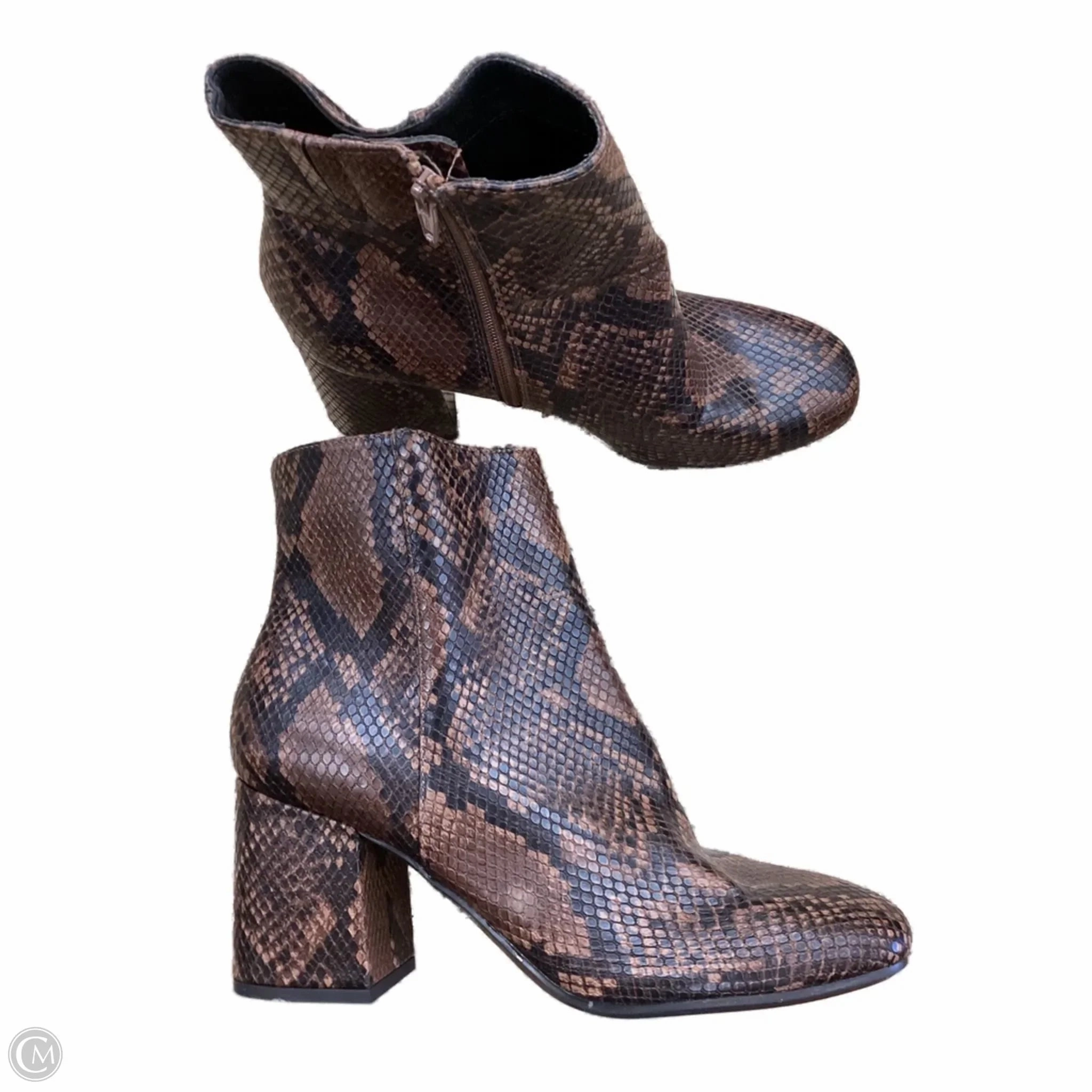 Anti Odor Cold Weather Commuter Boots Ankle Heels By Universal Thread In Snakeskin Print, Size: 11