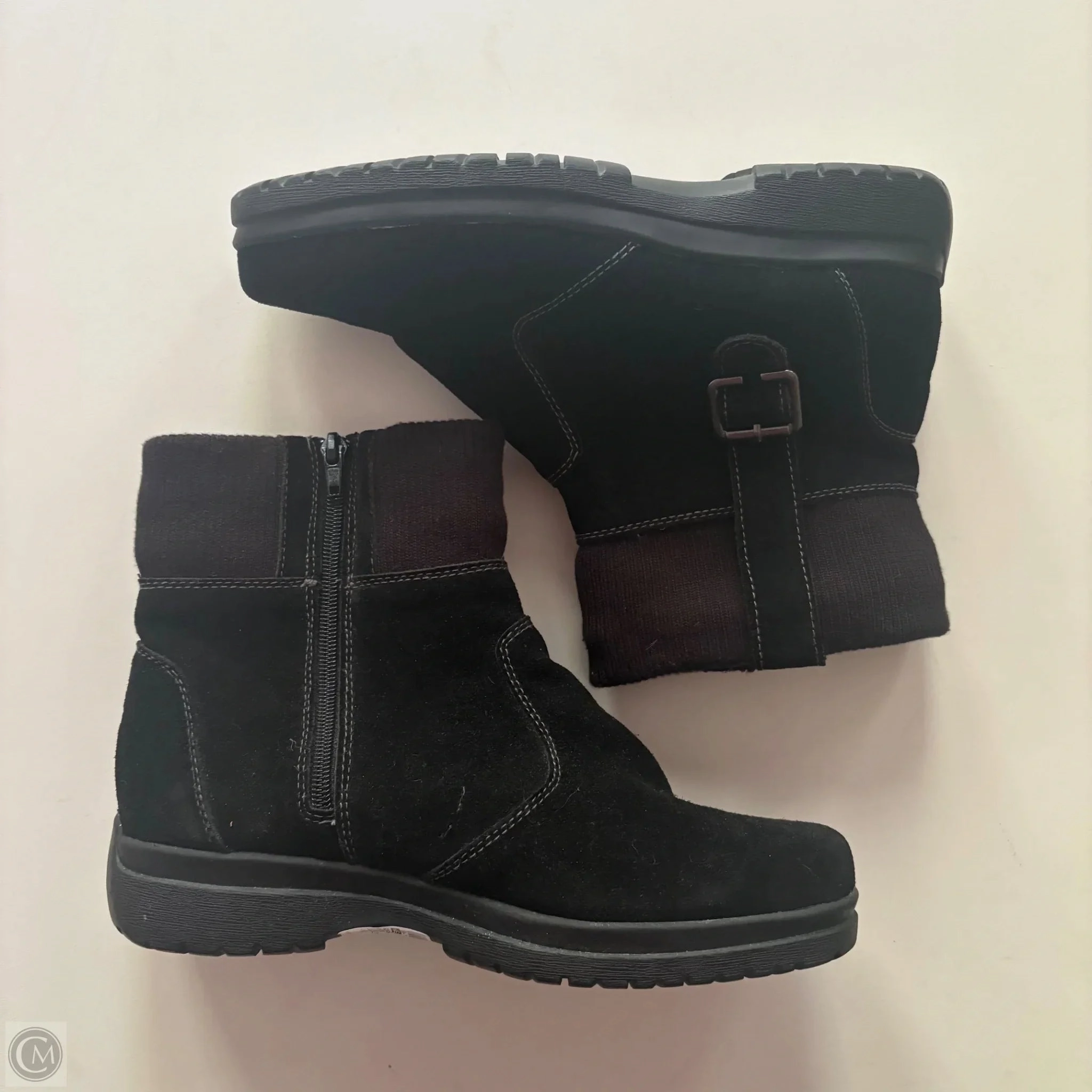 Comfortable Step Quick Drying Cold Weather Commuter Boots Ankle Flats By Weatherproof In Black, Size: 8