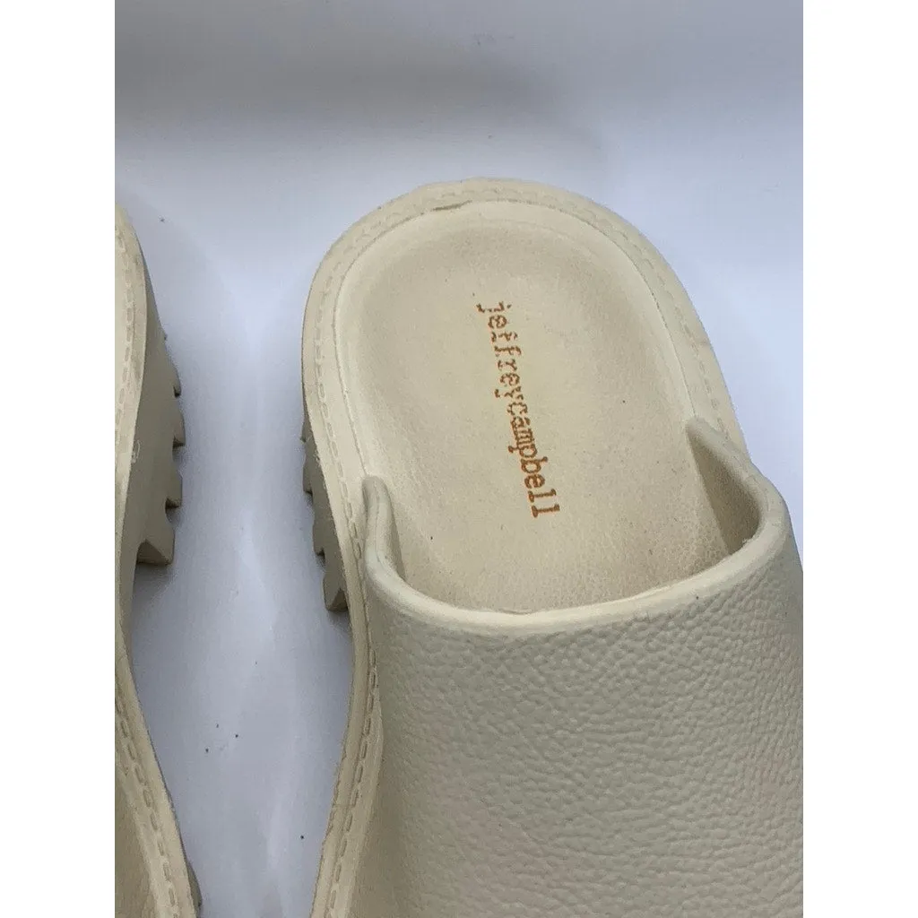 JEFFREY CAMPBELL Women's Beige Clogge Round-Toe Slip-On Chunky Clogs SZ 7