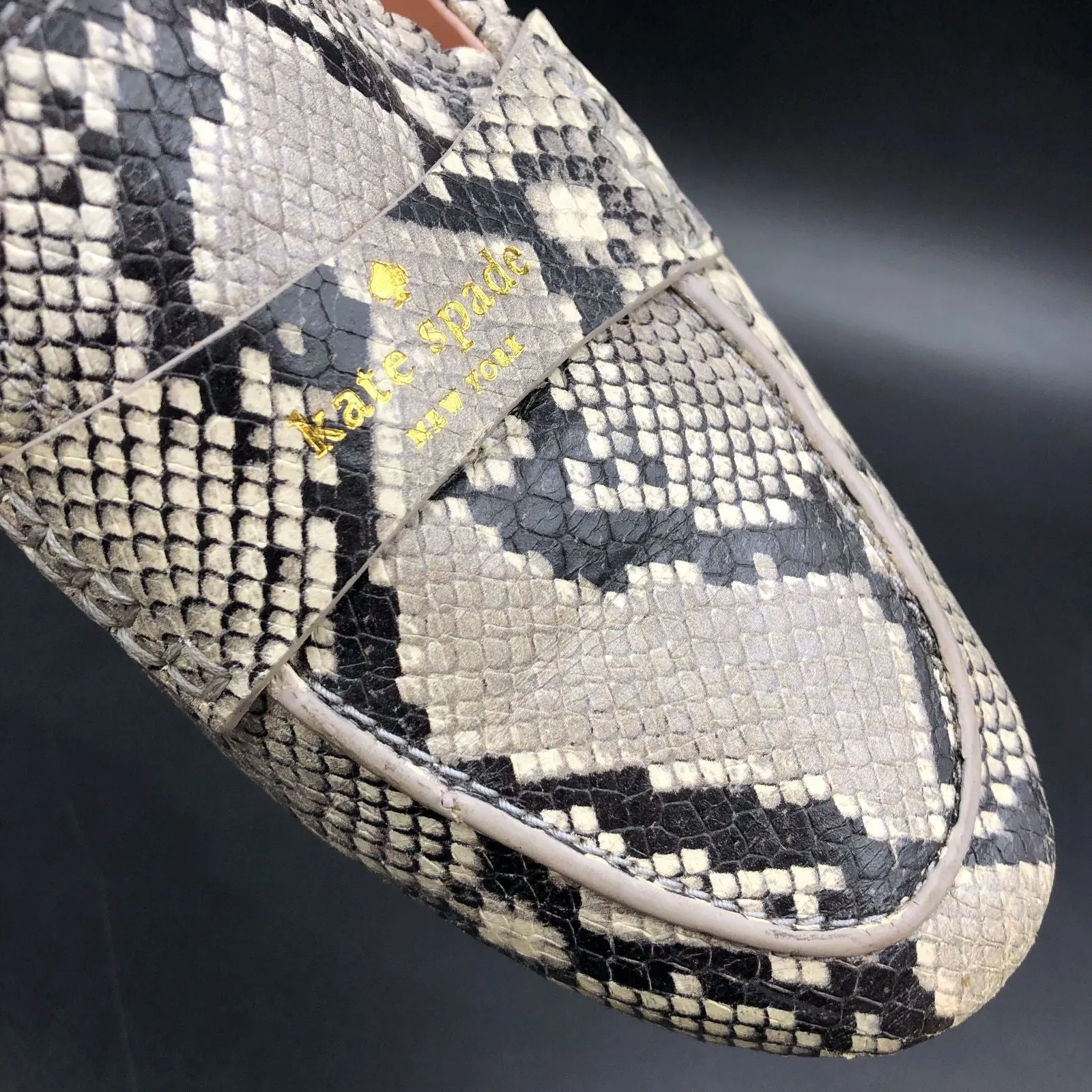 Kate Spade 'Cara Flora' Women's Grey Snake Print Leather Flats - Sz 8.5B ( COA)