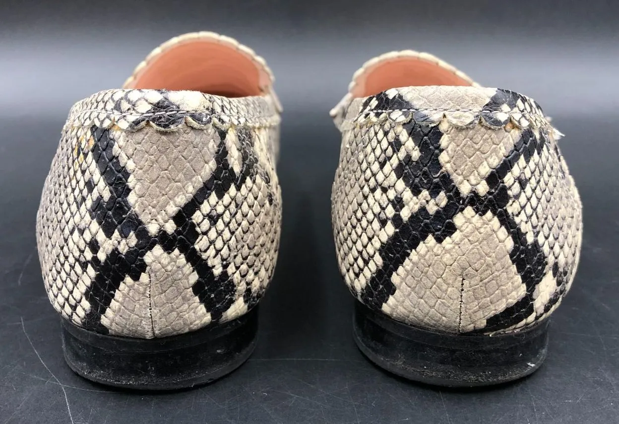 Kate Spade 'Cara Flora' Women's Grey Snake Print Leather Flats - Sz 8.5B ( COA)
